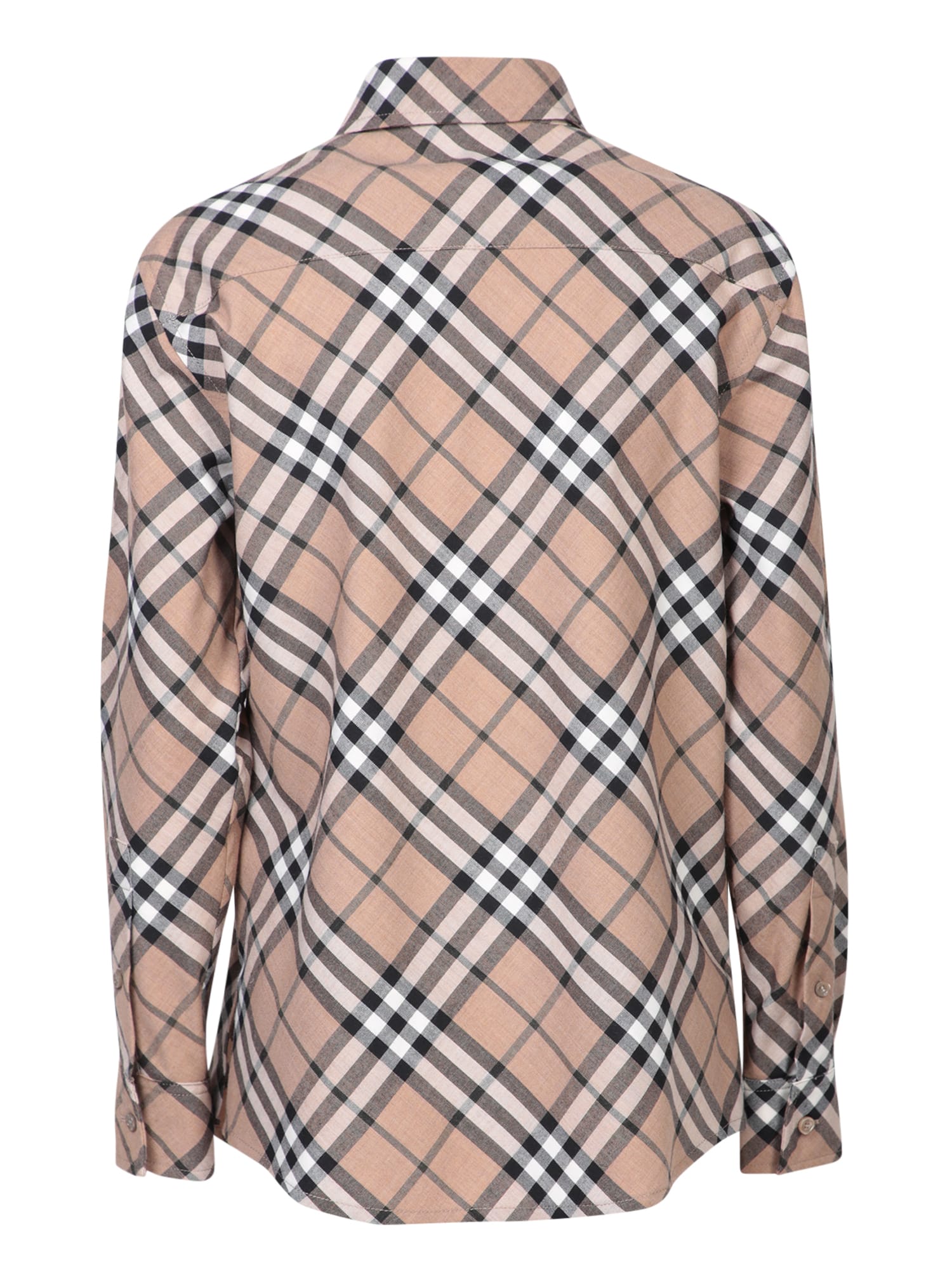 Shop Burberry Beige Check Cotton Shirt