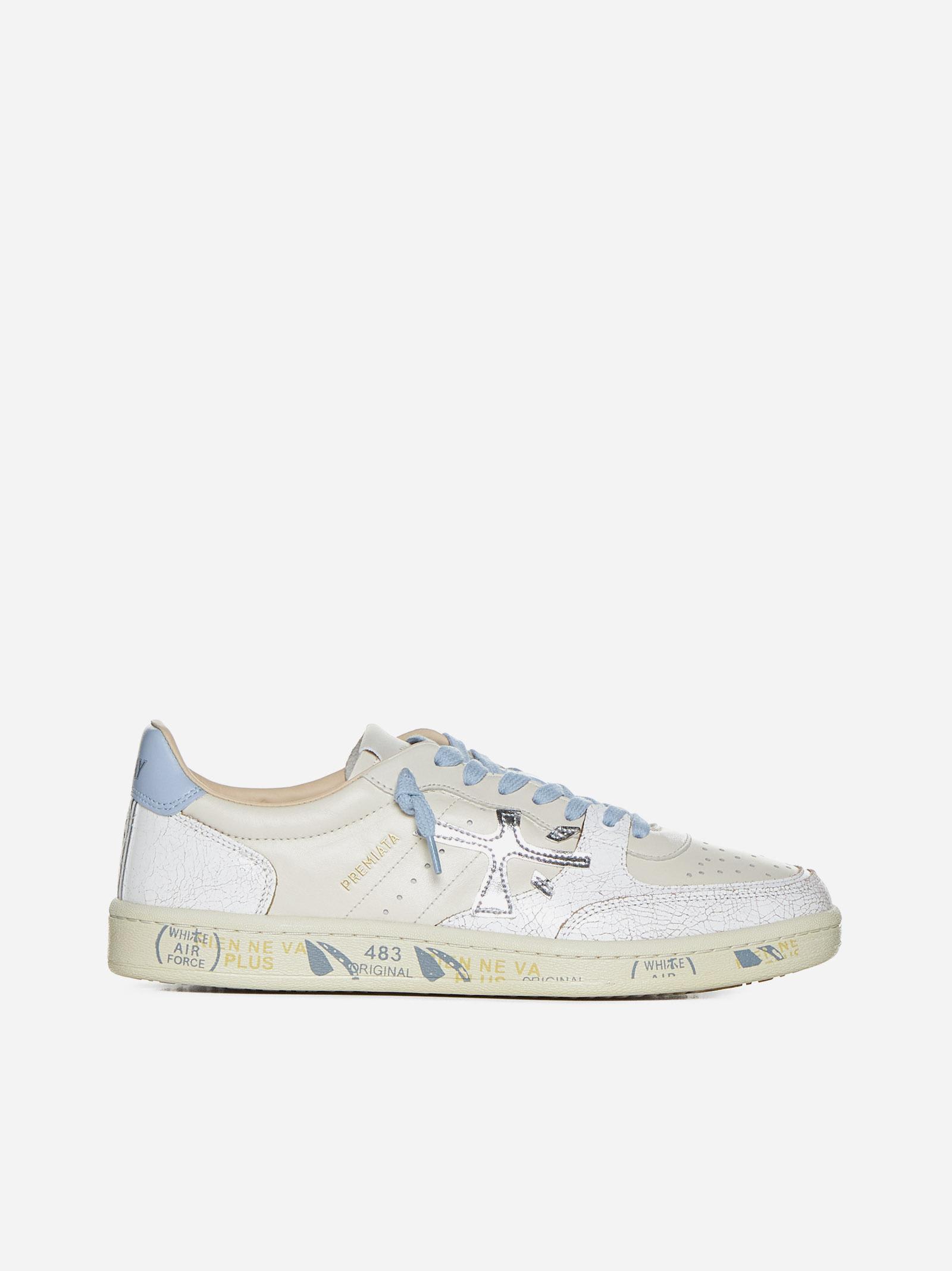Shop Premiata Istrice Clay-d Leather Sneakers In Offwhite
