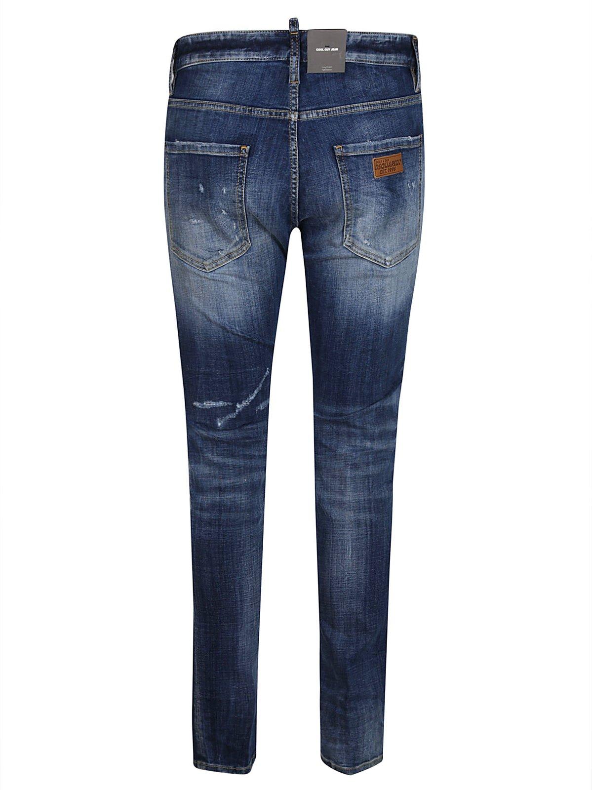 Shop Dsquared2 Distressed Skinny Jeans In Navy Blue