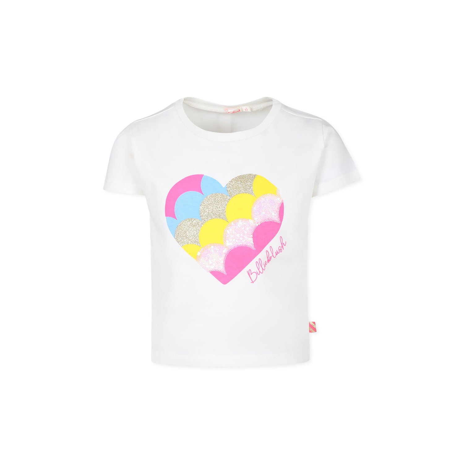 Billieblush Ivory T-shirt For Girl With Hearts In Ivory