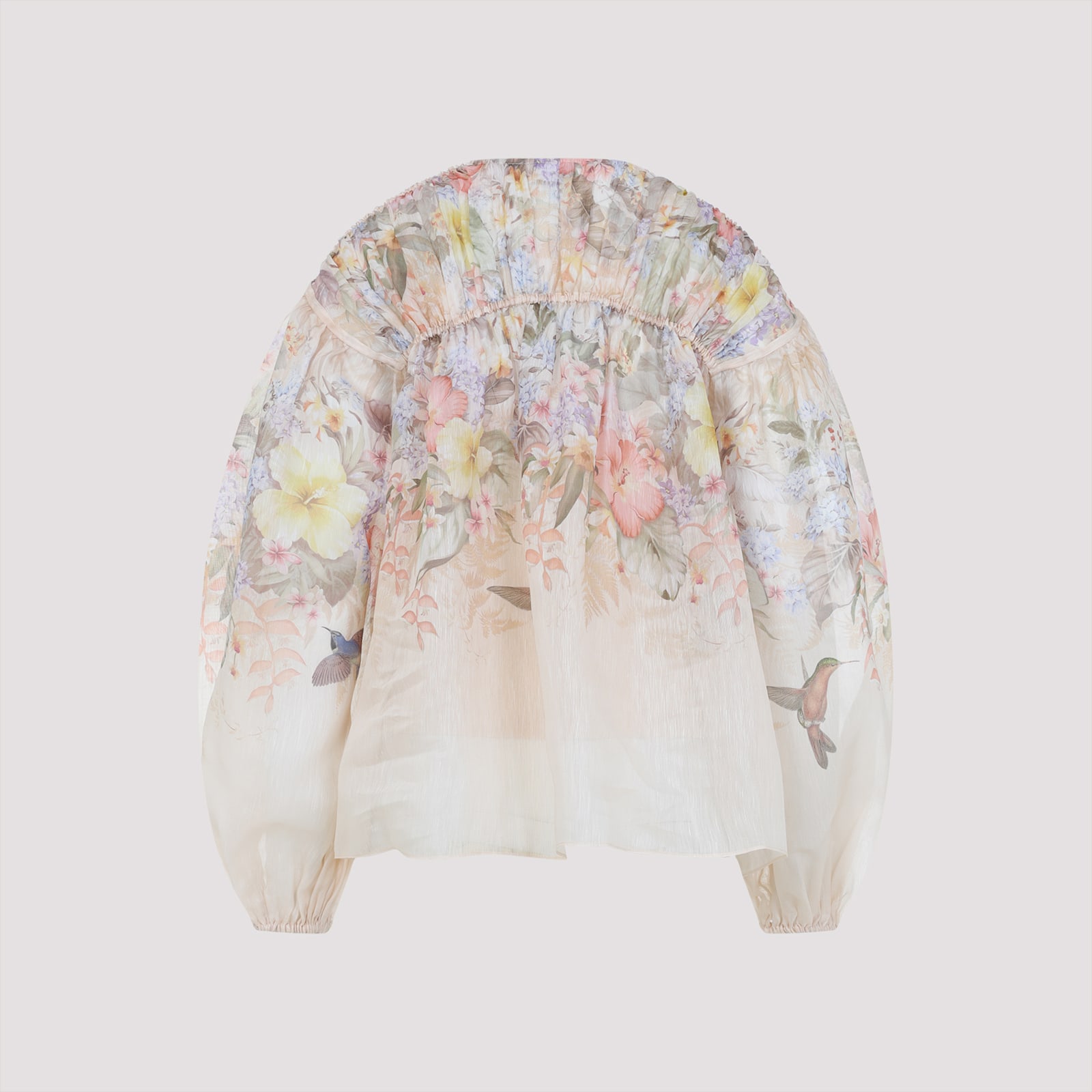 Shop Zimmermann Illuminate Drawn Blouse In Ivory Tropical