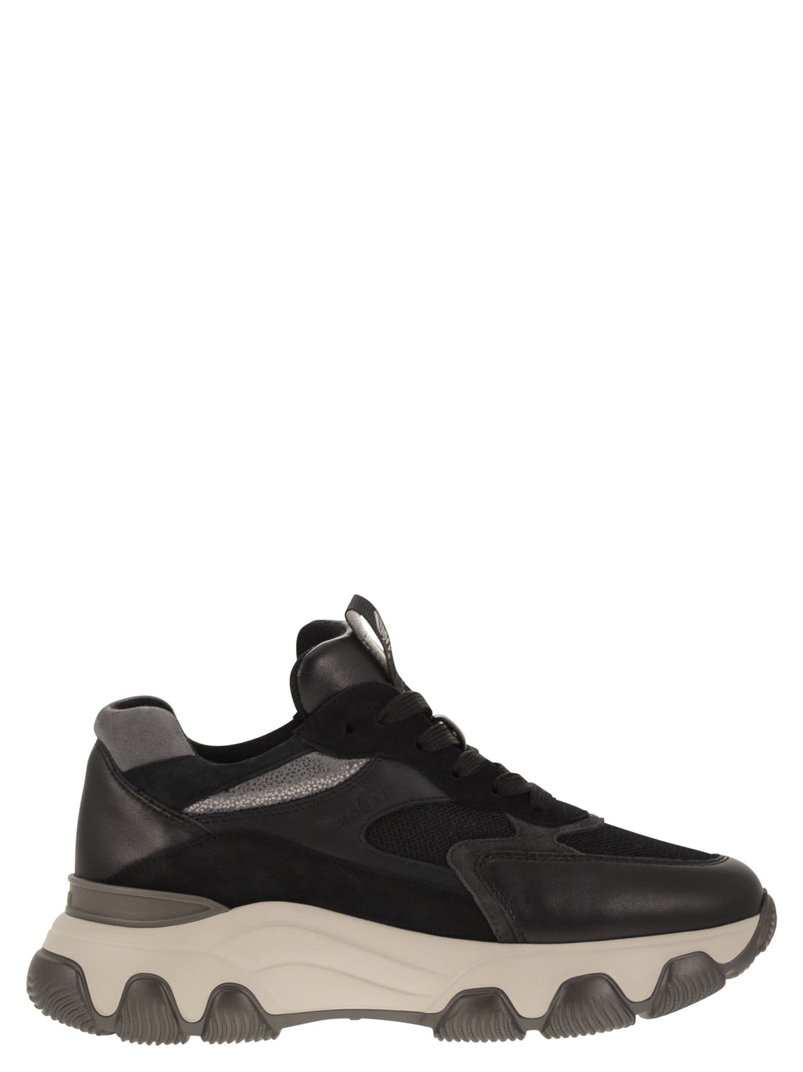 Shop Hogan Hyperactive - Leather And Fabric Trainers In Black