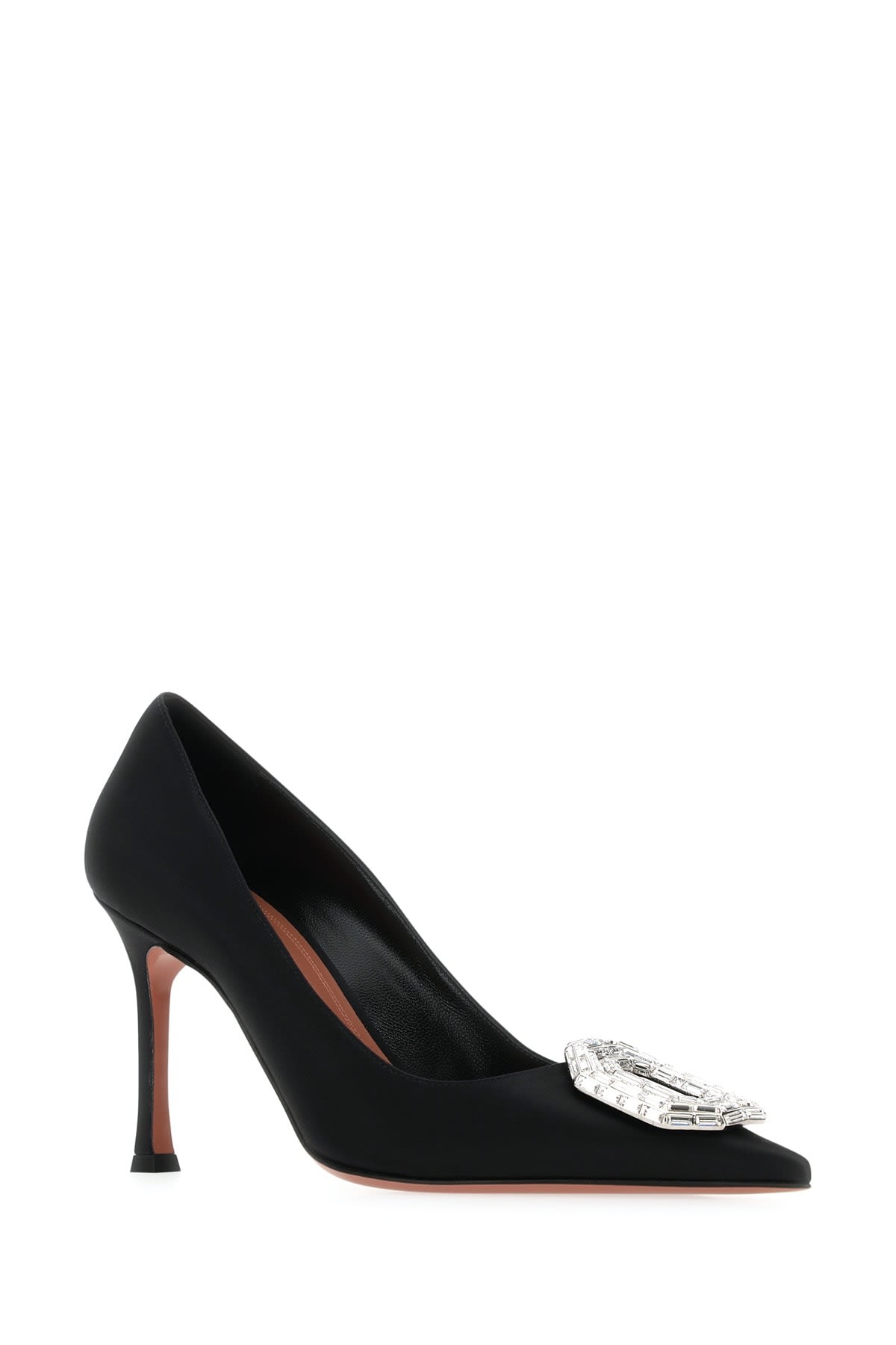 Amina Muaddi Crystal Decorated Pointed High Heels In Blackwhite