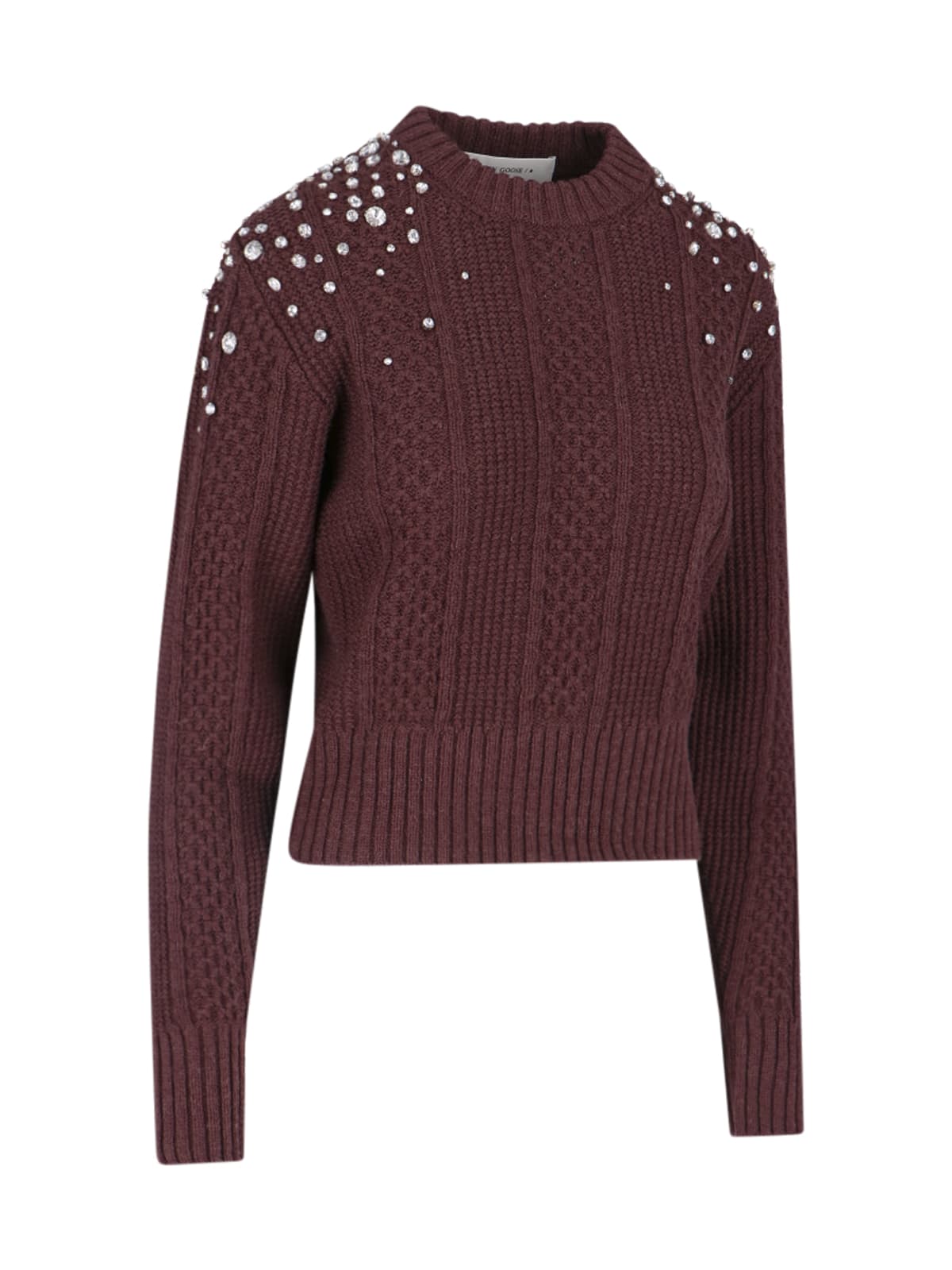 Shop Golden Goose Crystal Crop Sweater In Brown