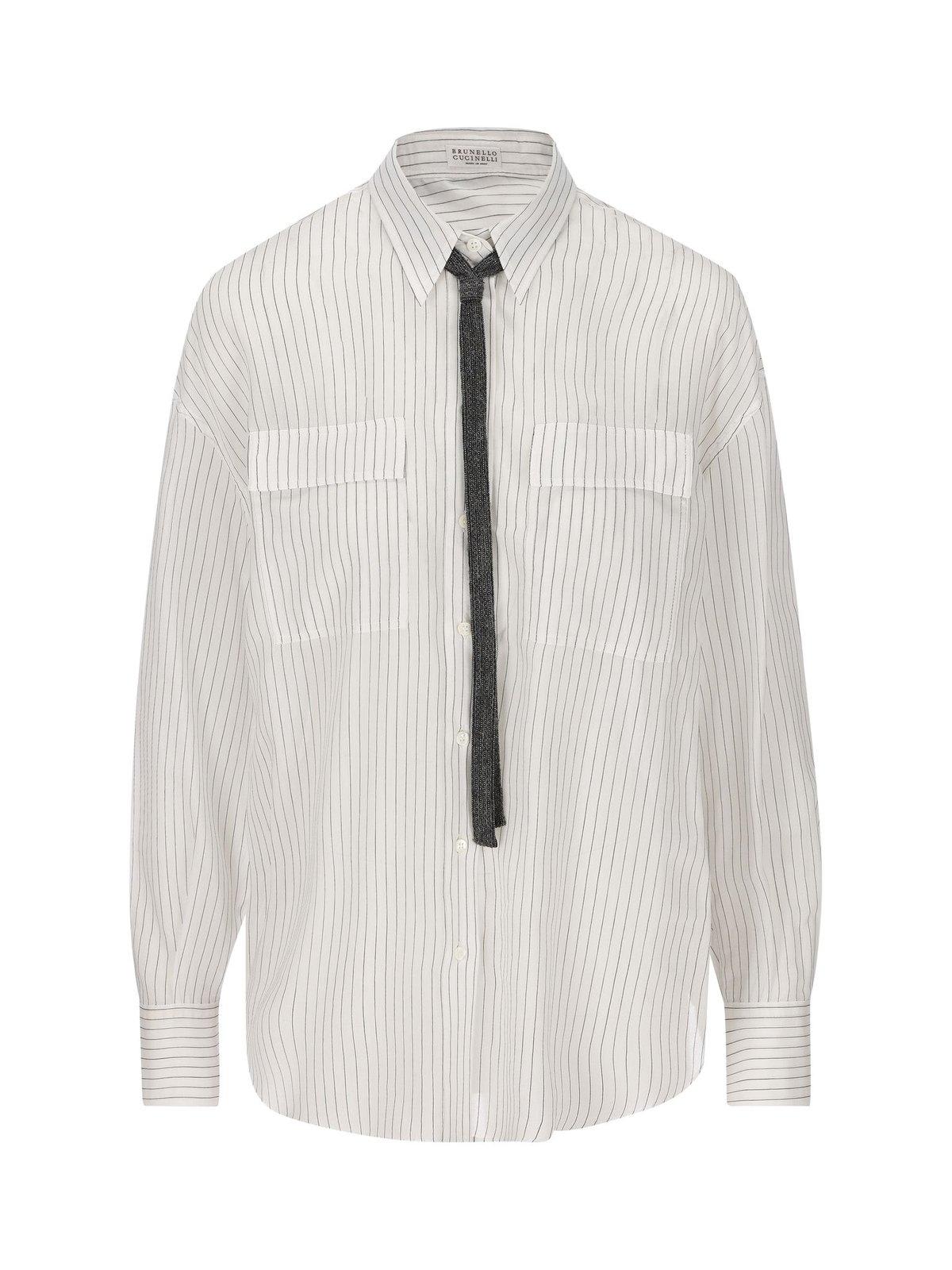 Long Sleeved Striped Tied Shirt