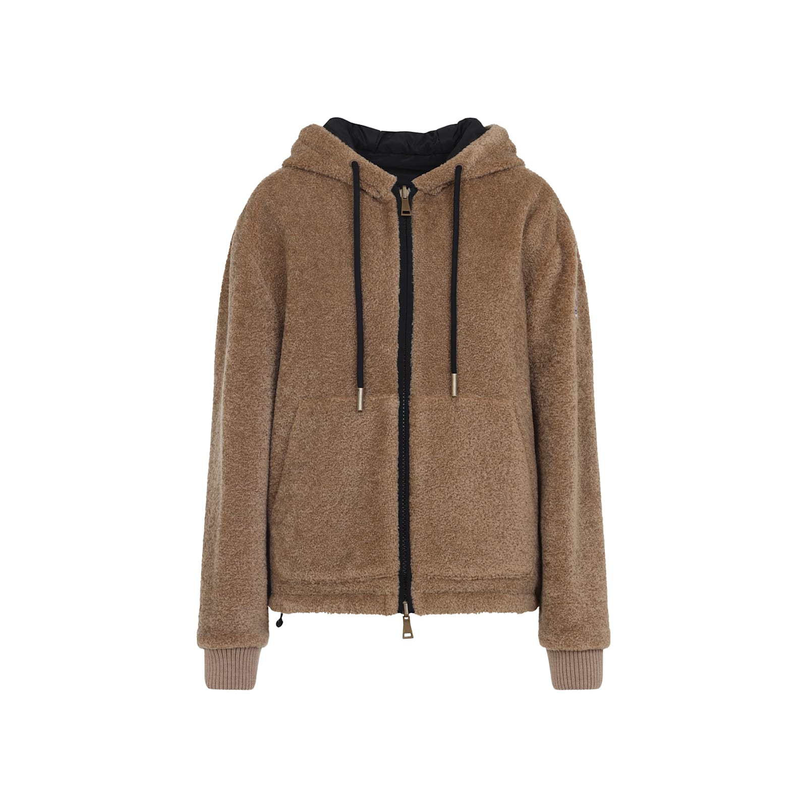 Moncler Reversible Hooded Cardigan Front Pockets In Brown