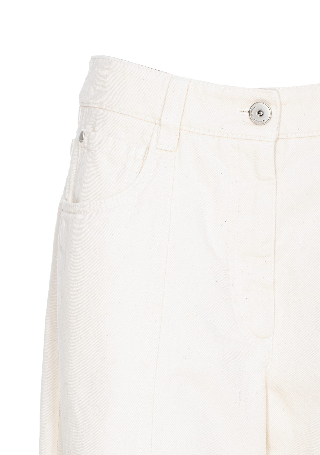 Brunello Cucinelli Five Classic Pockets Denim Trousers In White