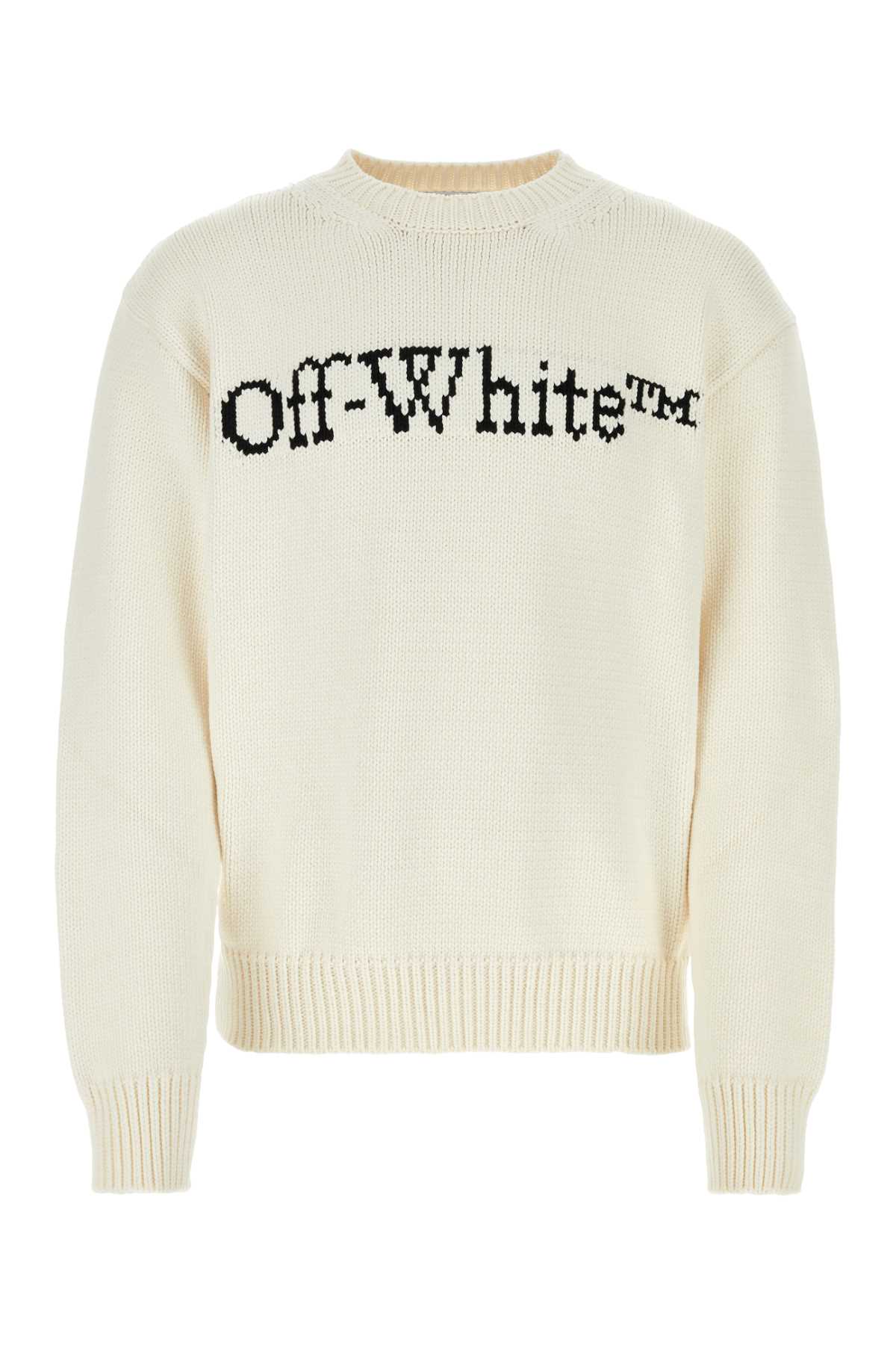 Shop Off-white Ivory Cotton Blend Sweater In 6110