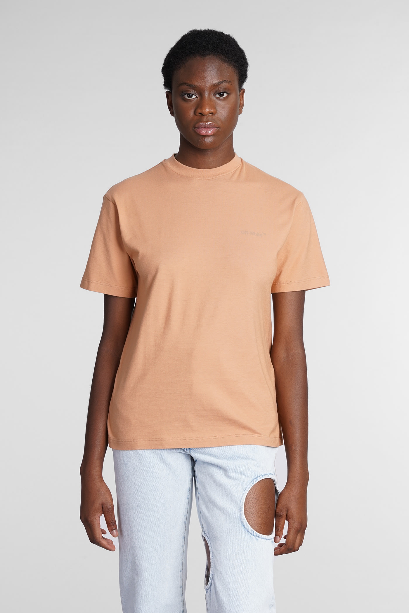 Off-White T-shirt In Brown Cotton