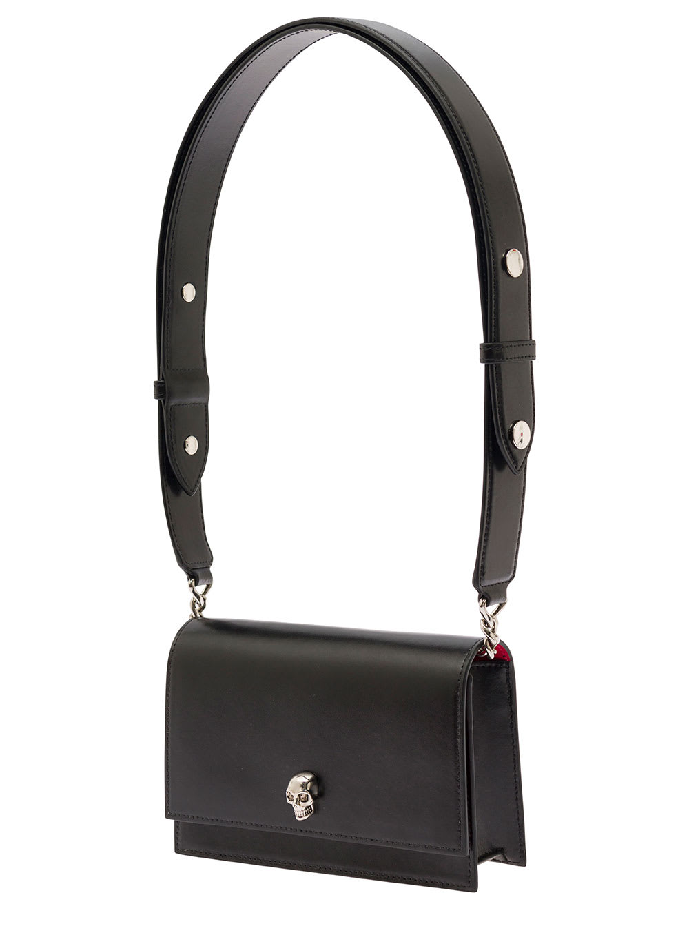 Shop Alexander Mcqueen Small Skull Black Cross-body Bag With Skull Detail In Leather Woman