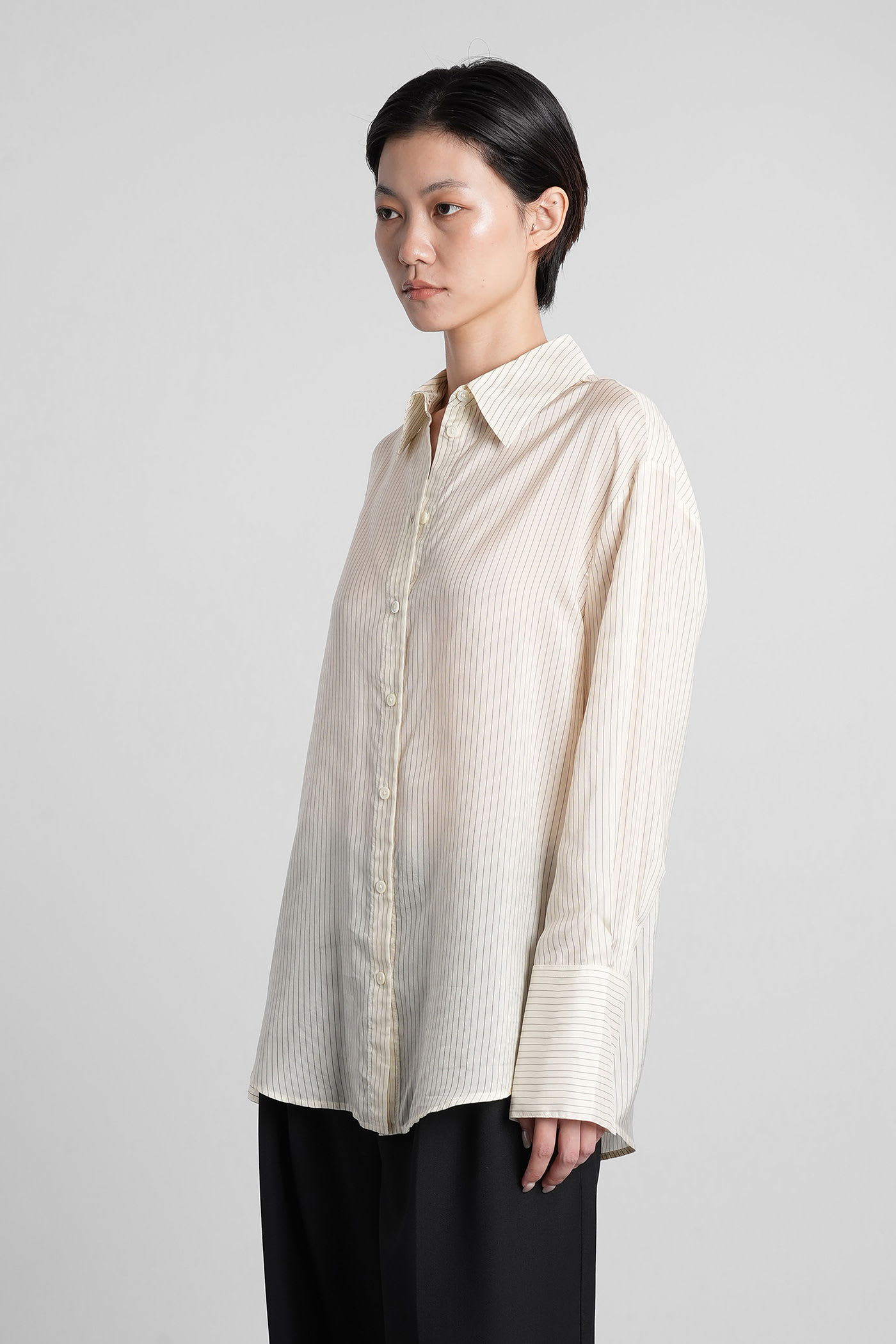 Anine Bing Bridget Shirt In Beige Polyamide Polyester In White