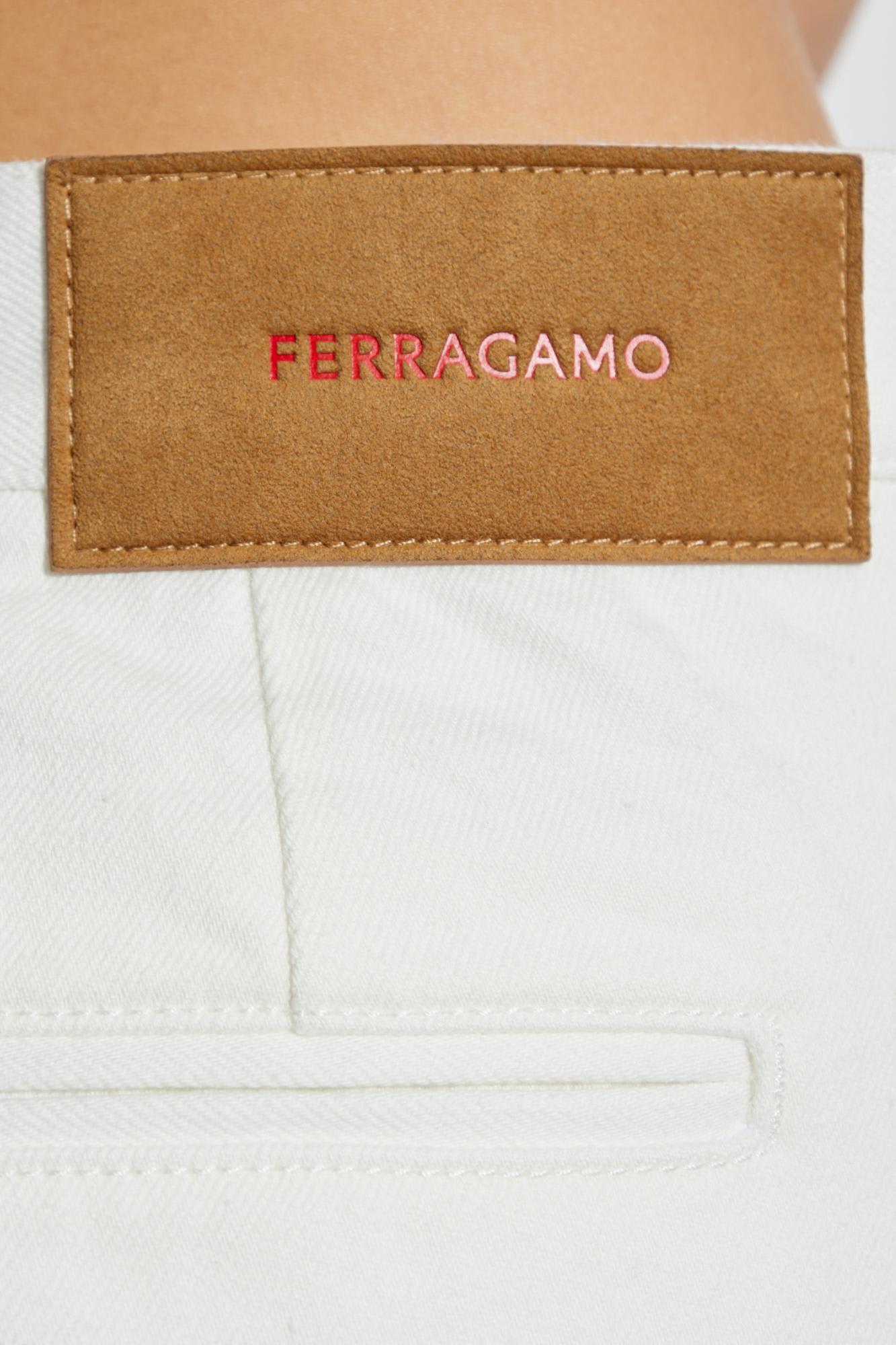 Ferragamo Straight Jeans With Back And Front Pockets In White