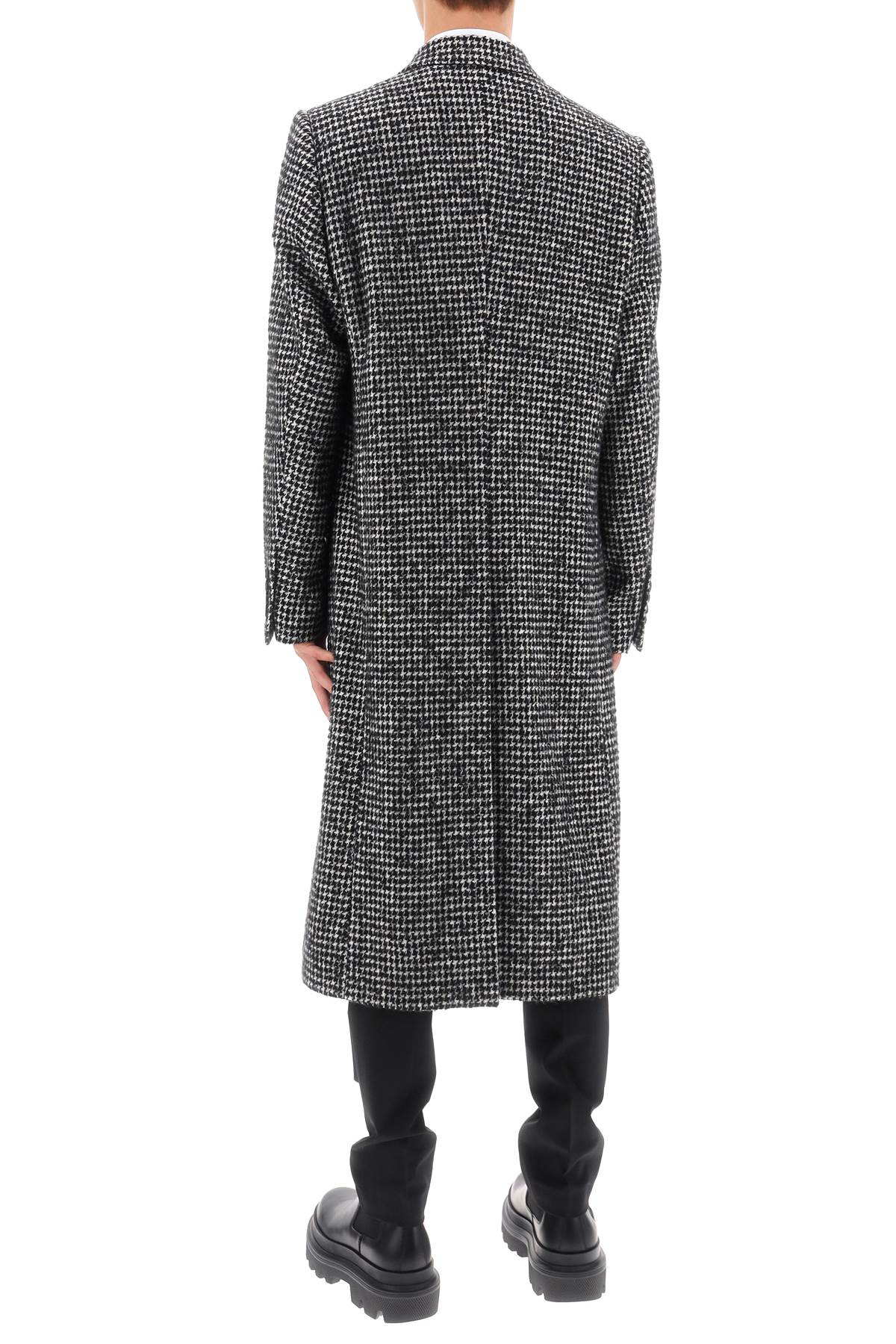 Shop Dolce & Gabbana Re-edition Coat In Houndstooth Wool In Fantasia Non Stampa (white)