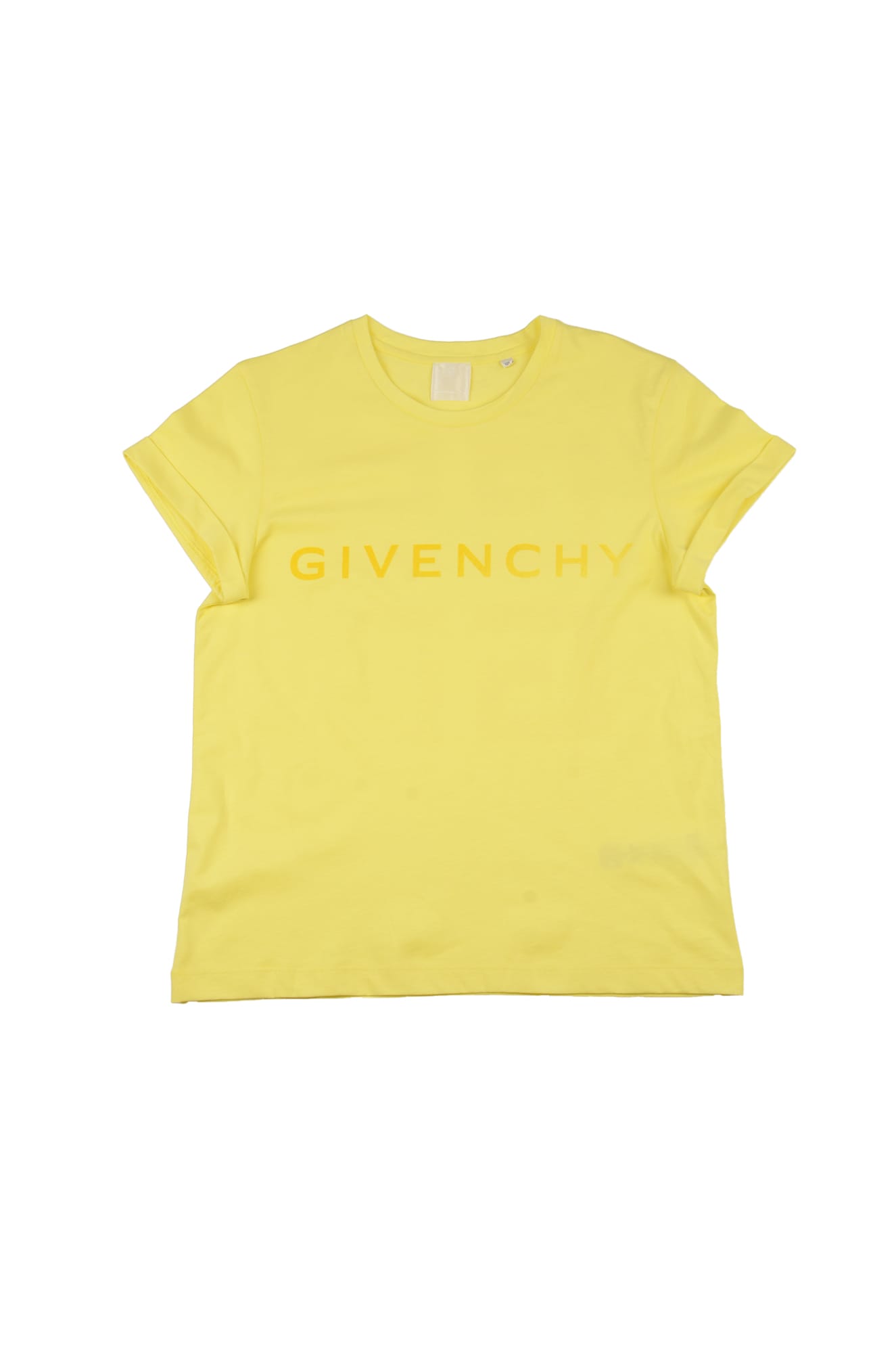 Givenchy Kids' Logo Print Regular T-shirt In Yellow