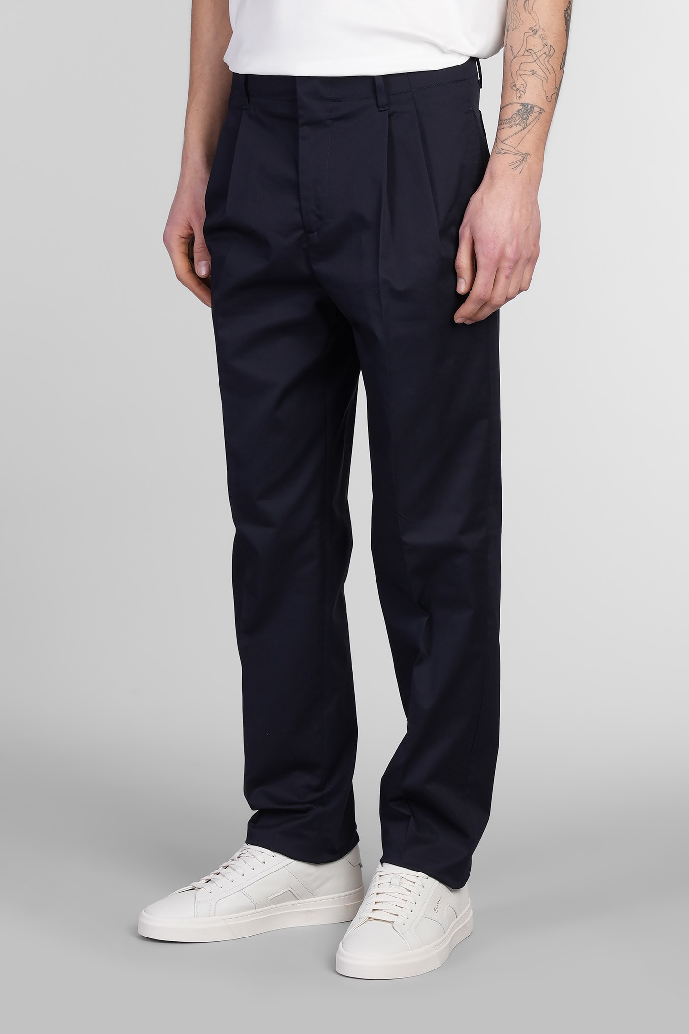 Lardini Pants In Blue Cotton In Blue