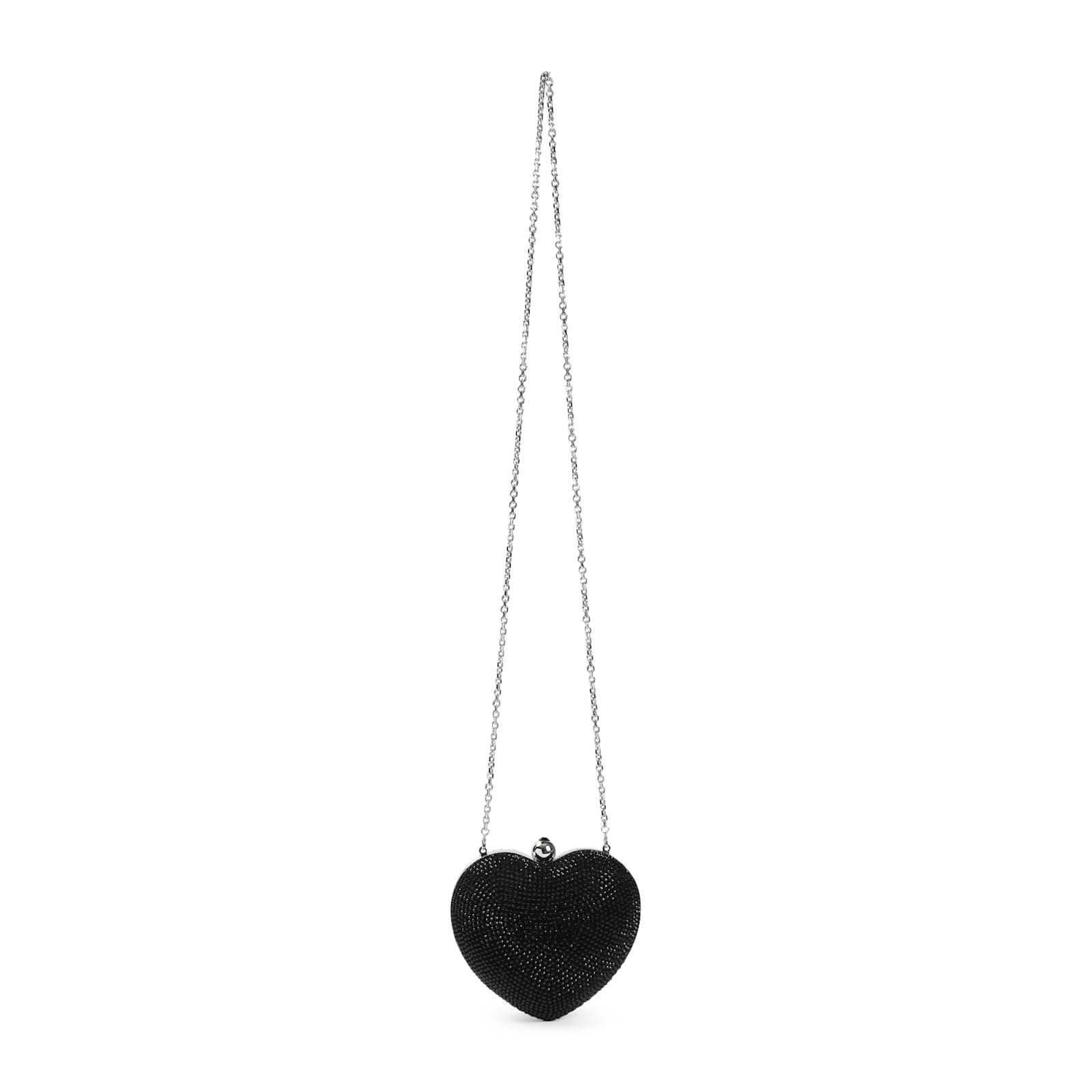 Mach & Mach Crystal Heart Hotfix Small Clutch In Black