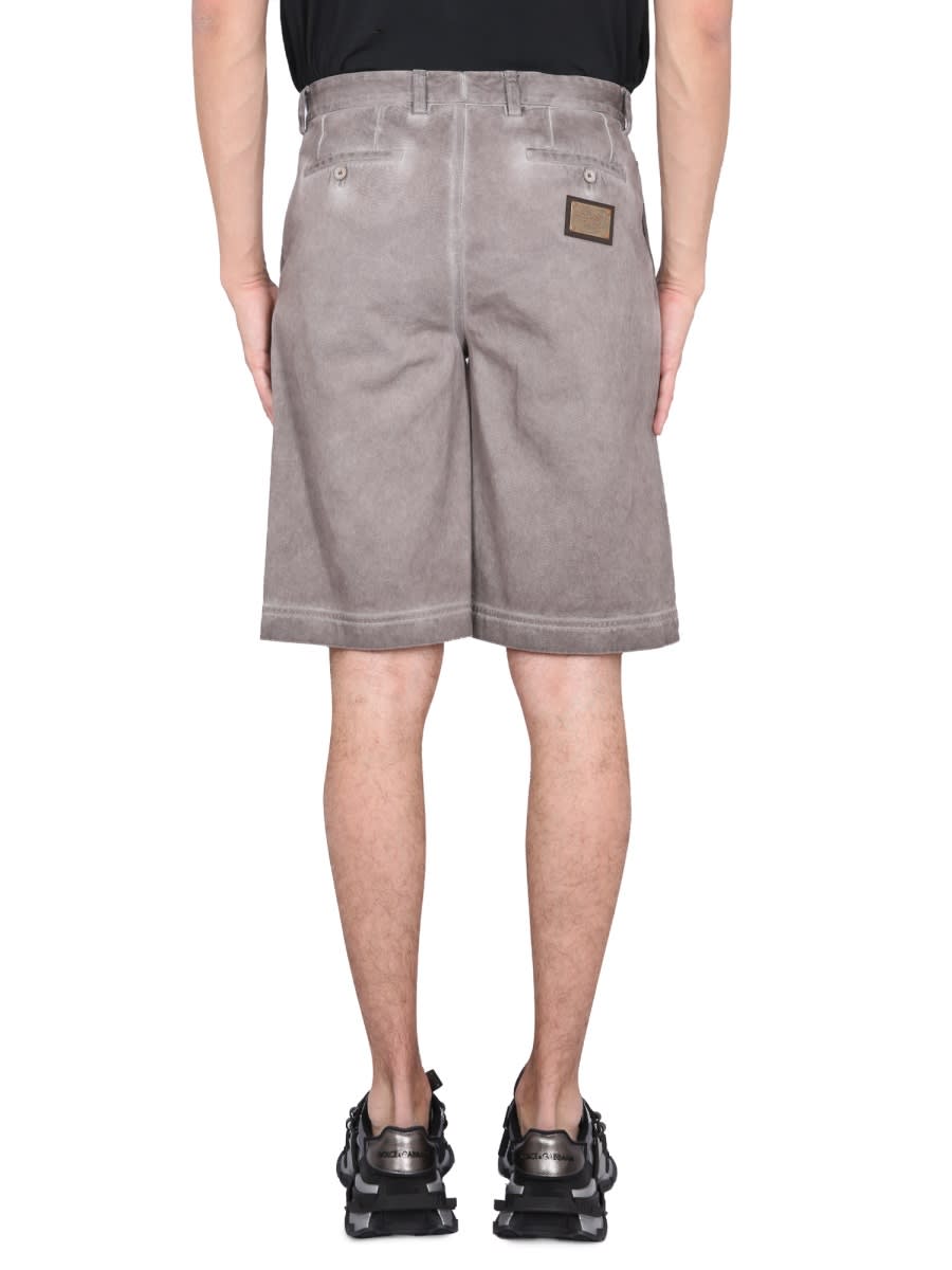 Dolce & Gabbana Bermuda Shorts With Logo Plaque In Multicolour