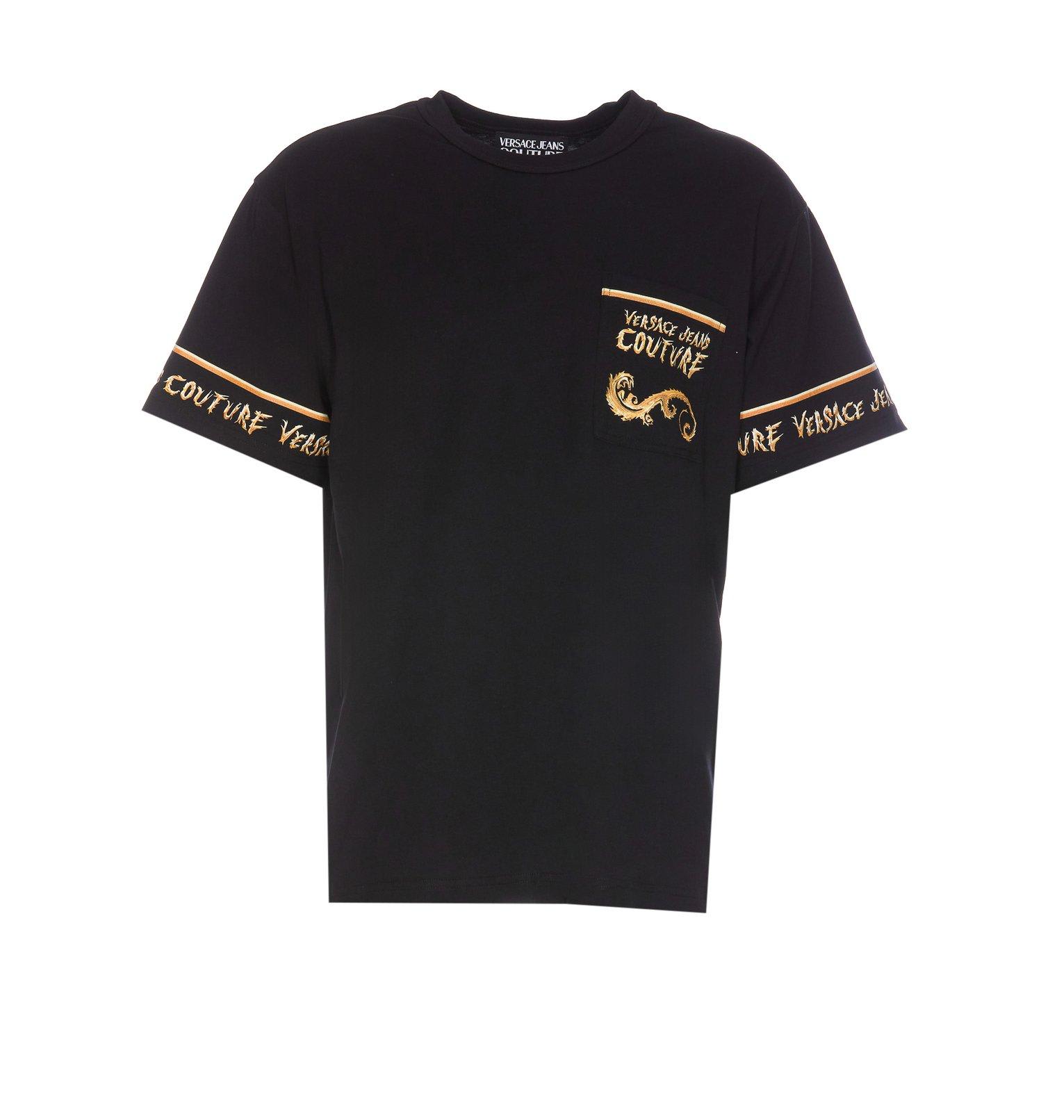 Shop Versace Jeans Couture Chromo Couture Printed Crewneck T-shirt In Black