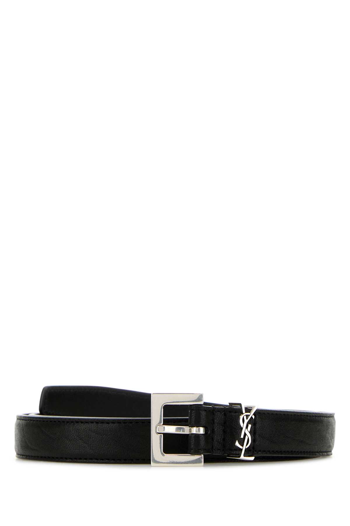 Shop Saint Laurent Black Leather Belt In Nero