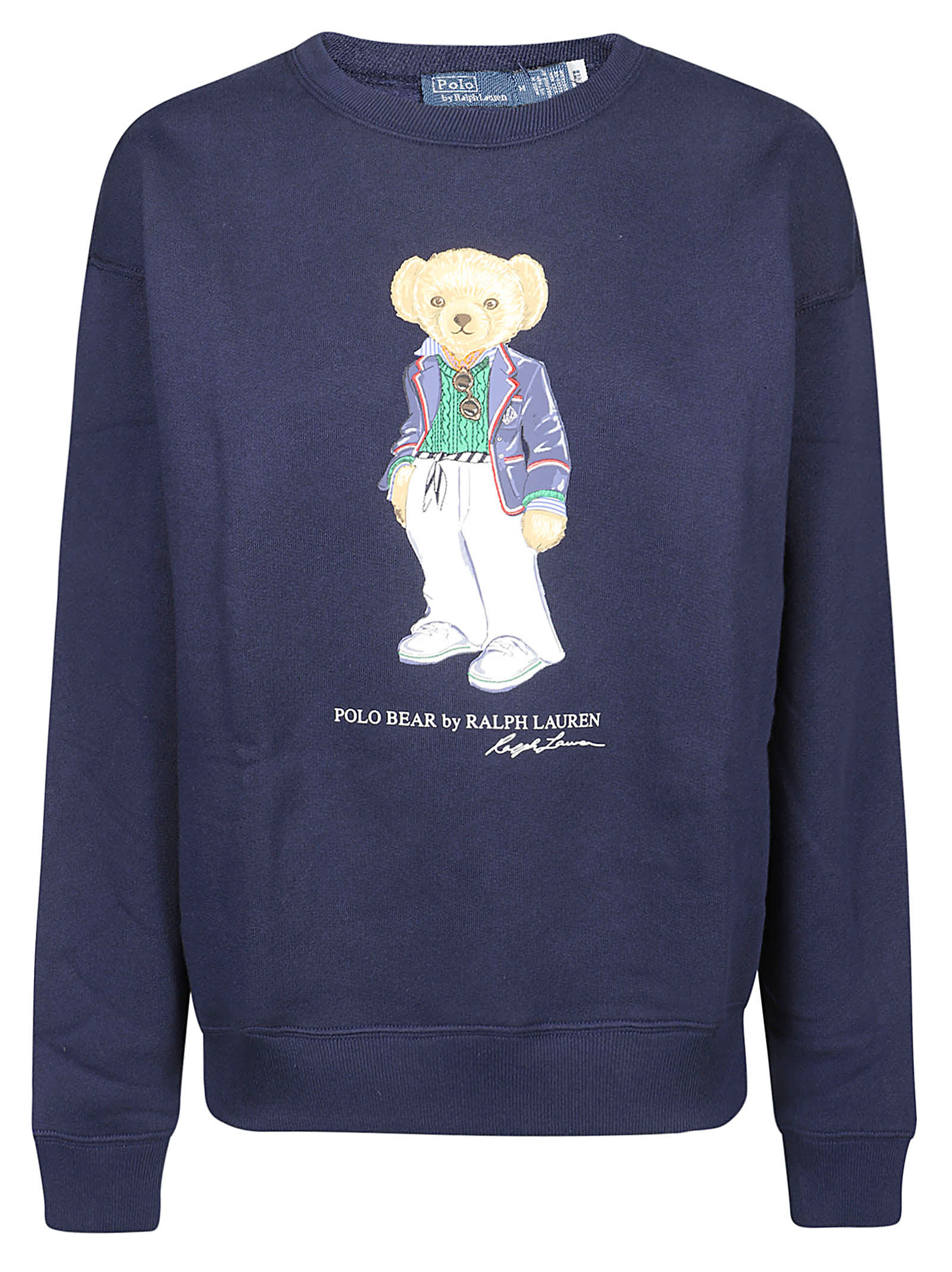 Shop Polo Ralph Lauren Bear Print Sweatshirt In Cruise Navy