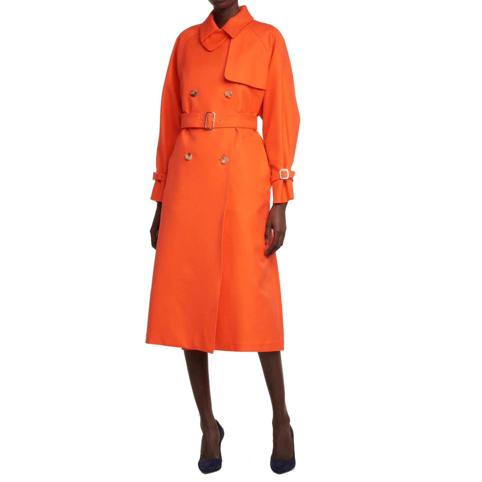 Shop Max Mara Egemone Cotton Gabardine Coat In Orange
