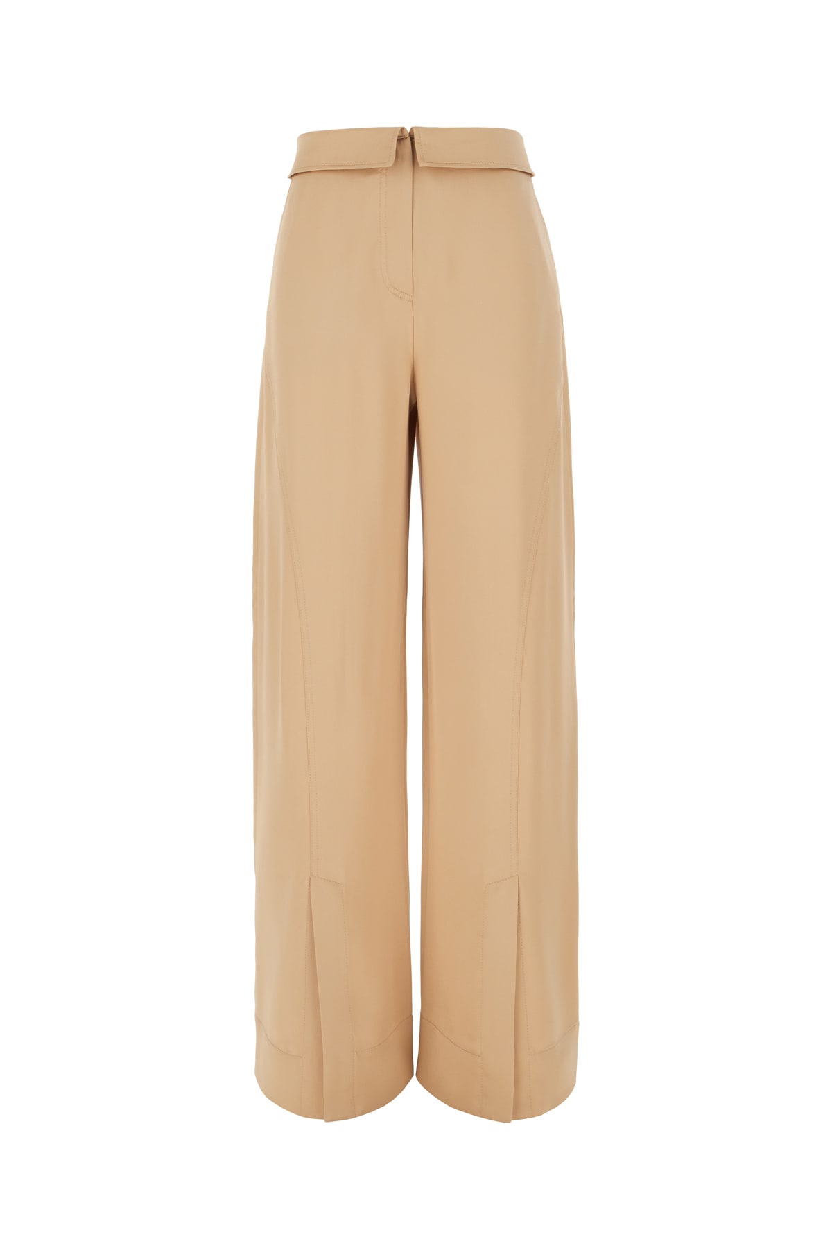 Beige Acetate Blend Pants