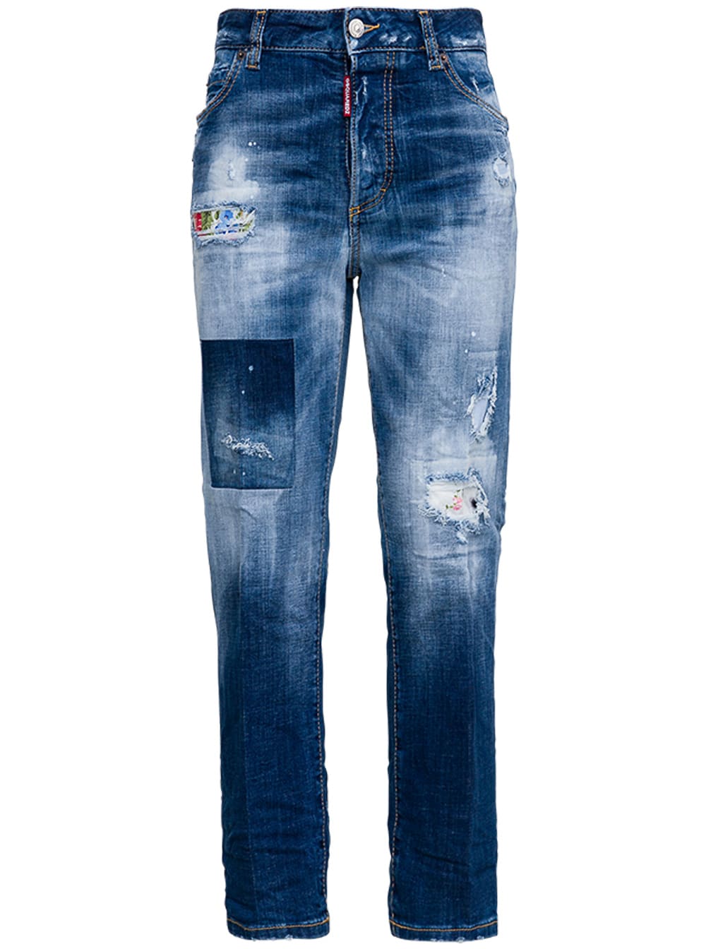 Dsquared2 Boston Jeans In Denim With Ripped Details