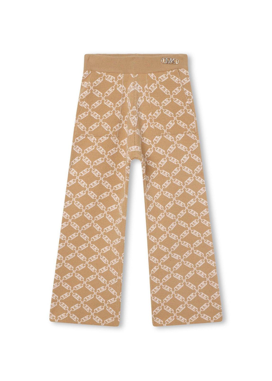 Michael Kors Kids' Empire Logo Print Knit Track Pants In Beige Scuro