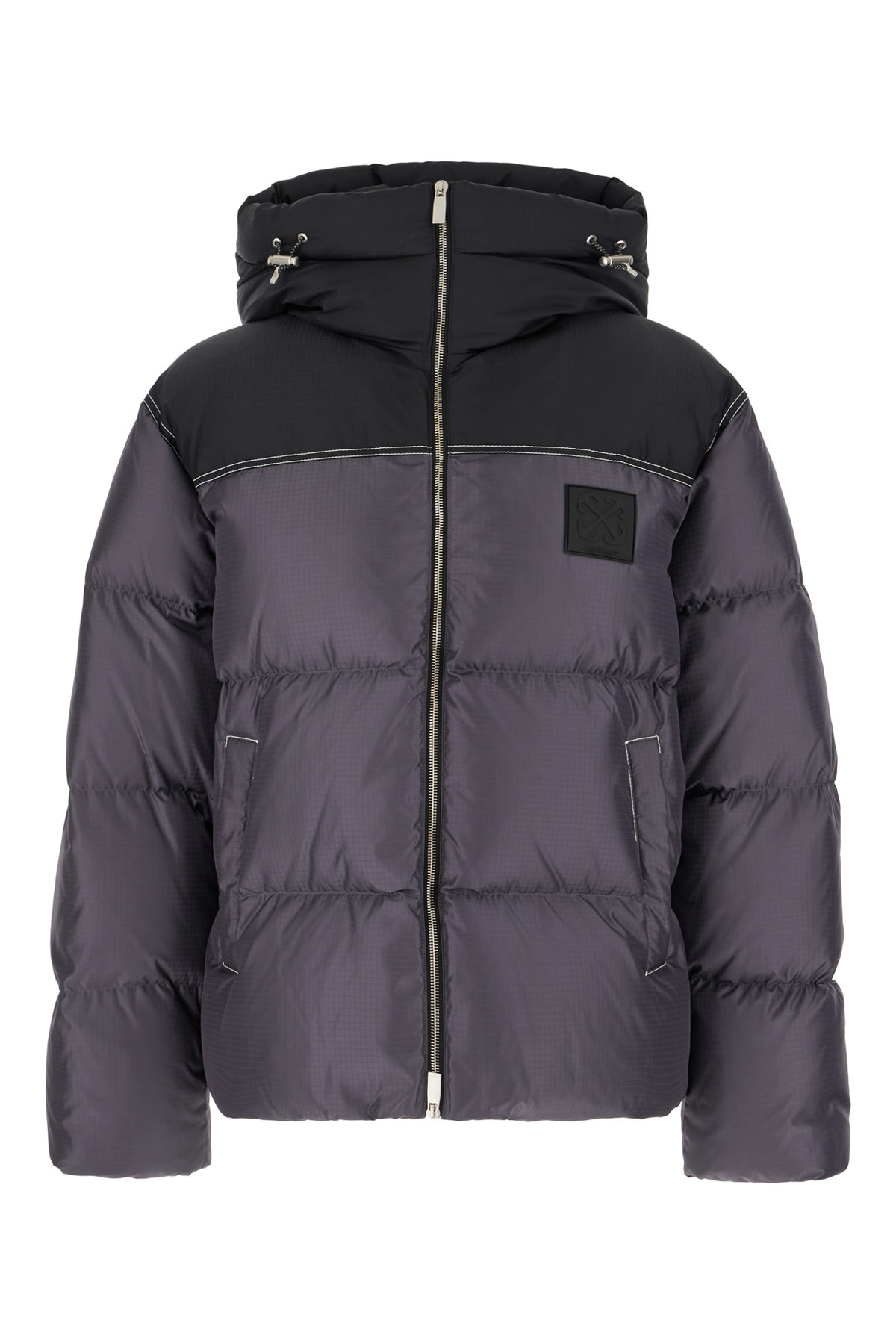 Off-white Grey Nylon Down Jacket In Dark Grey