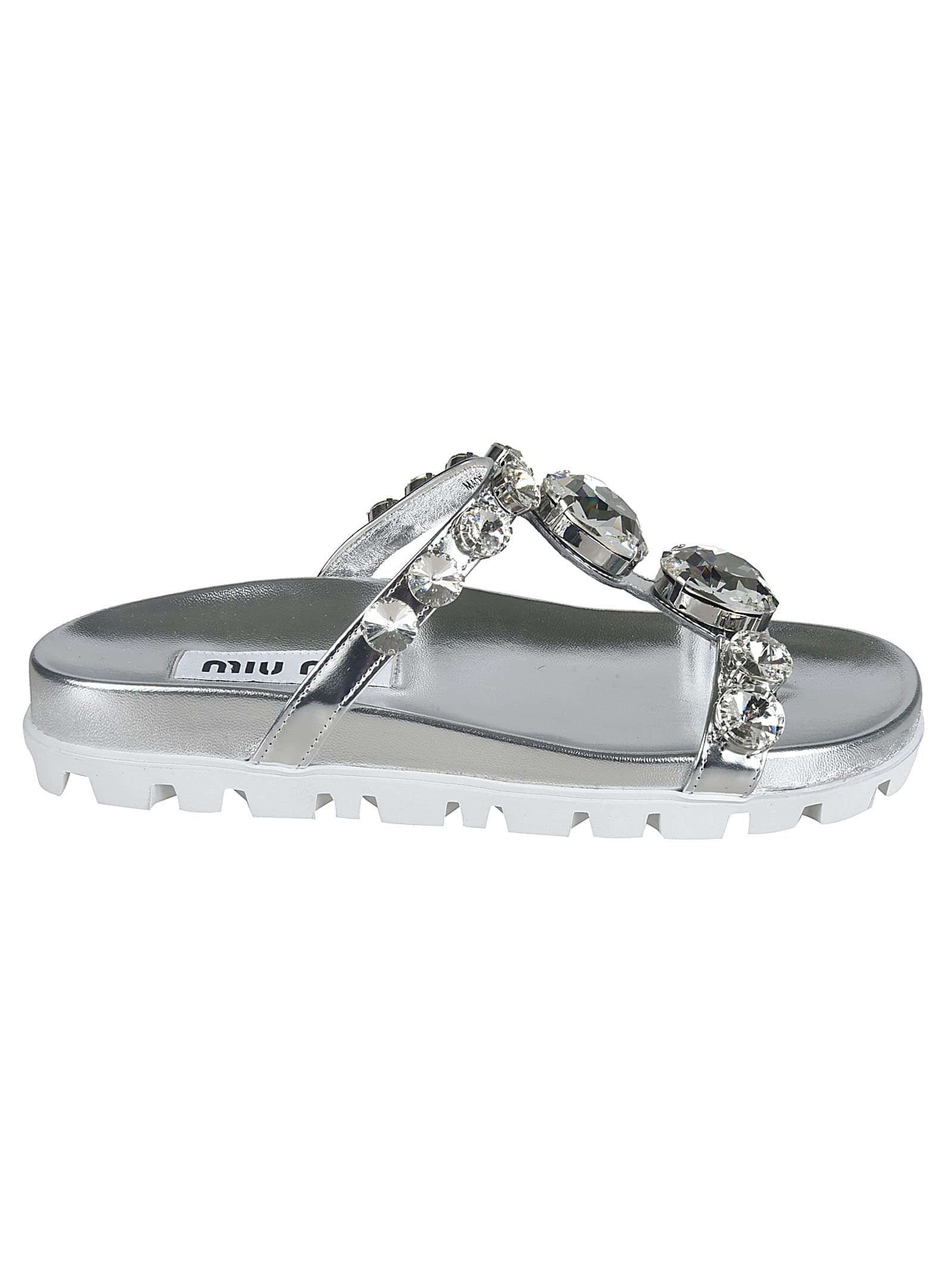 T-bar Crystal-embellished Sandals In Silver