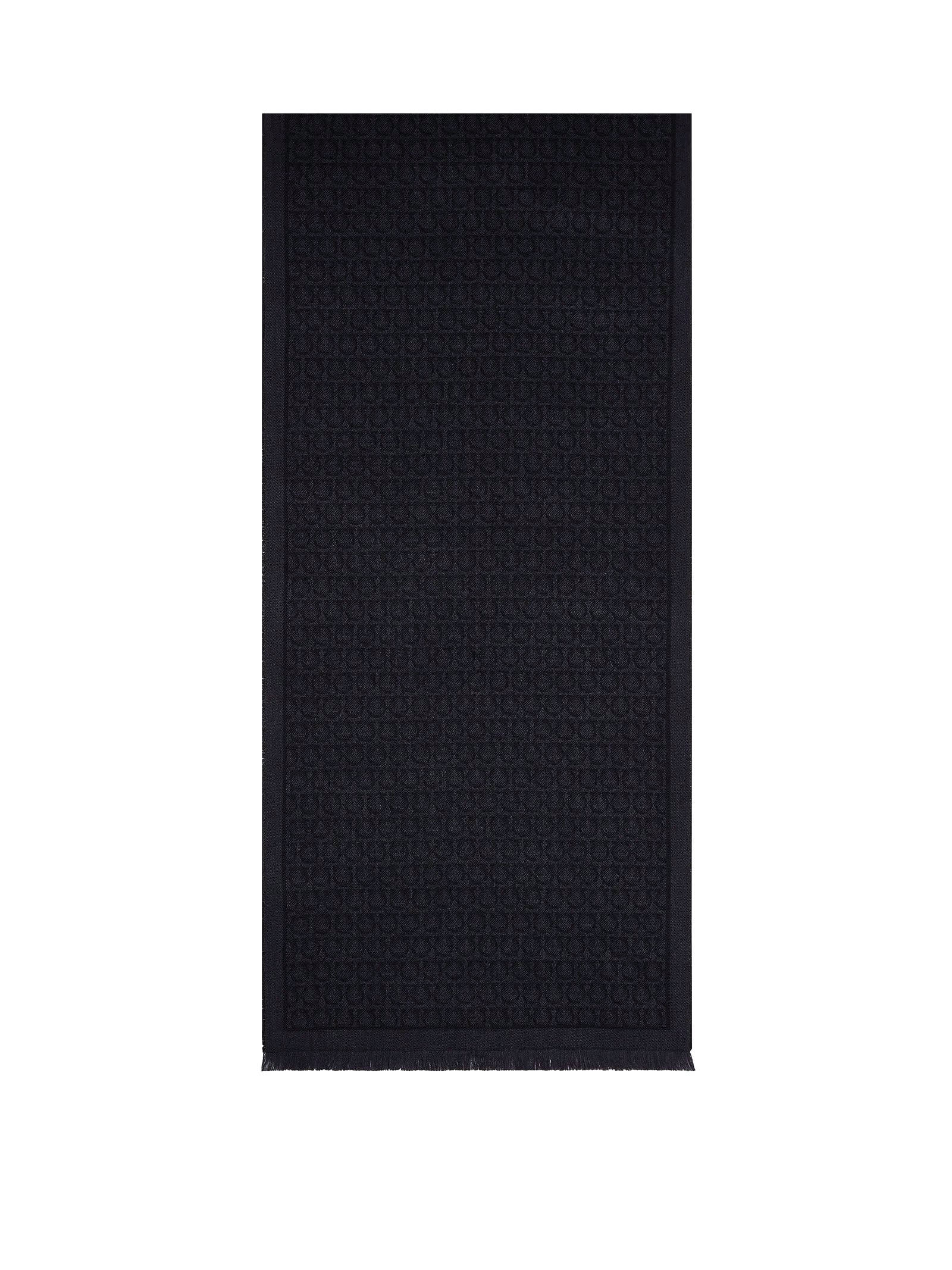 Black Wool Gancini Scarf