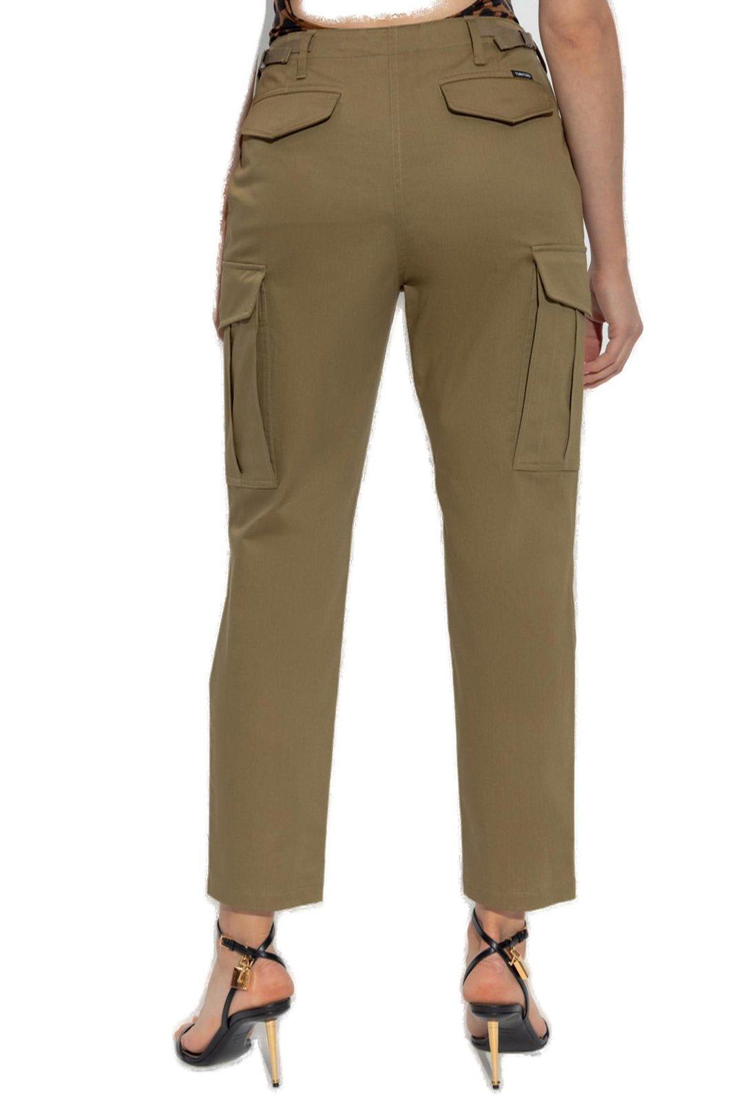 Tom Ford Logo Patch Cargo Pants In Green