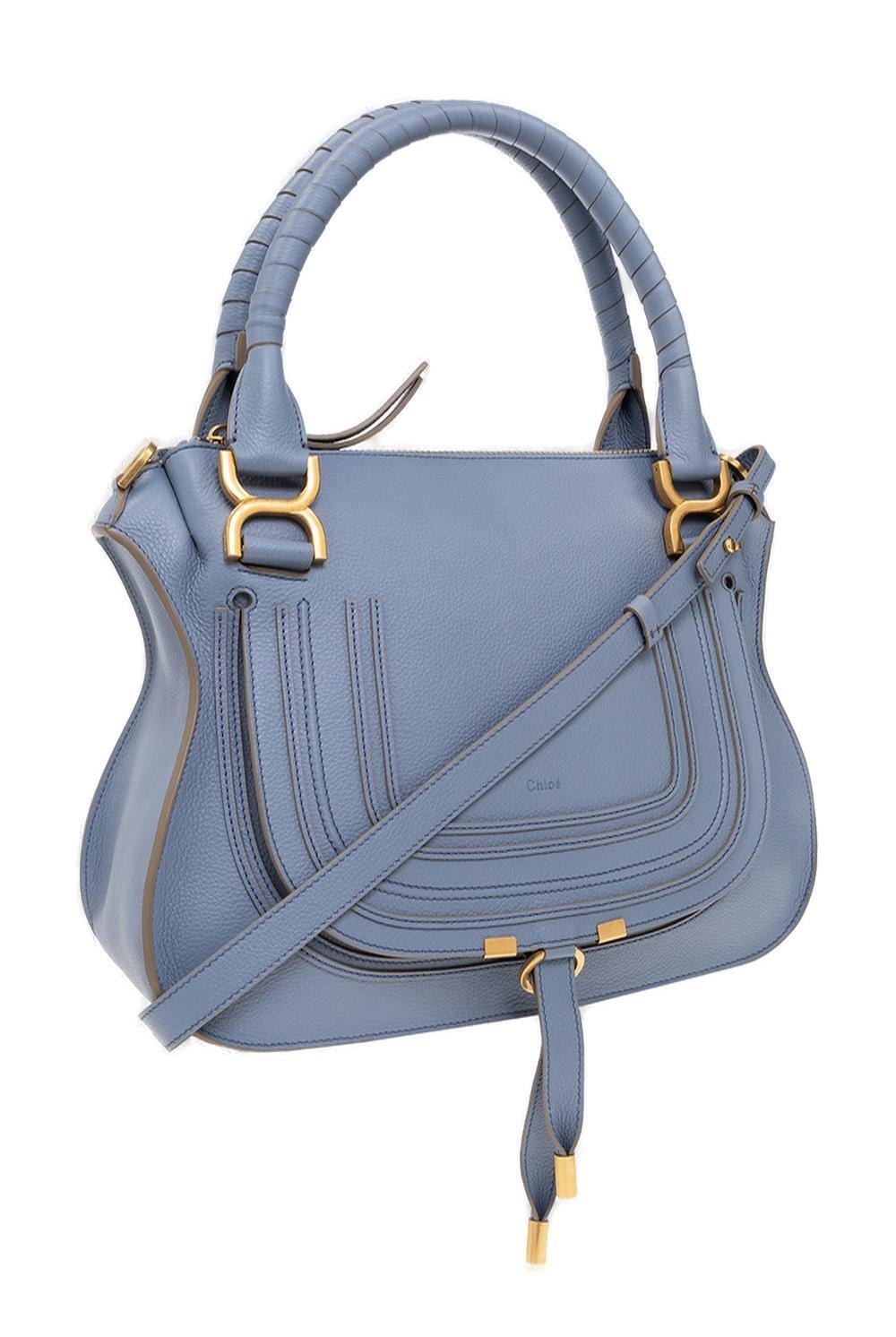 Shop Chloé Marcie Foldover Tote Bag In Azzurro