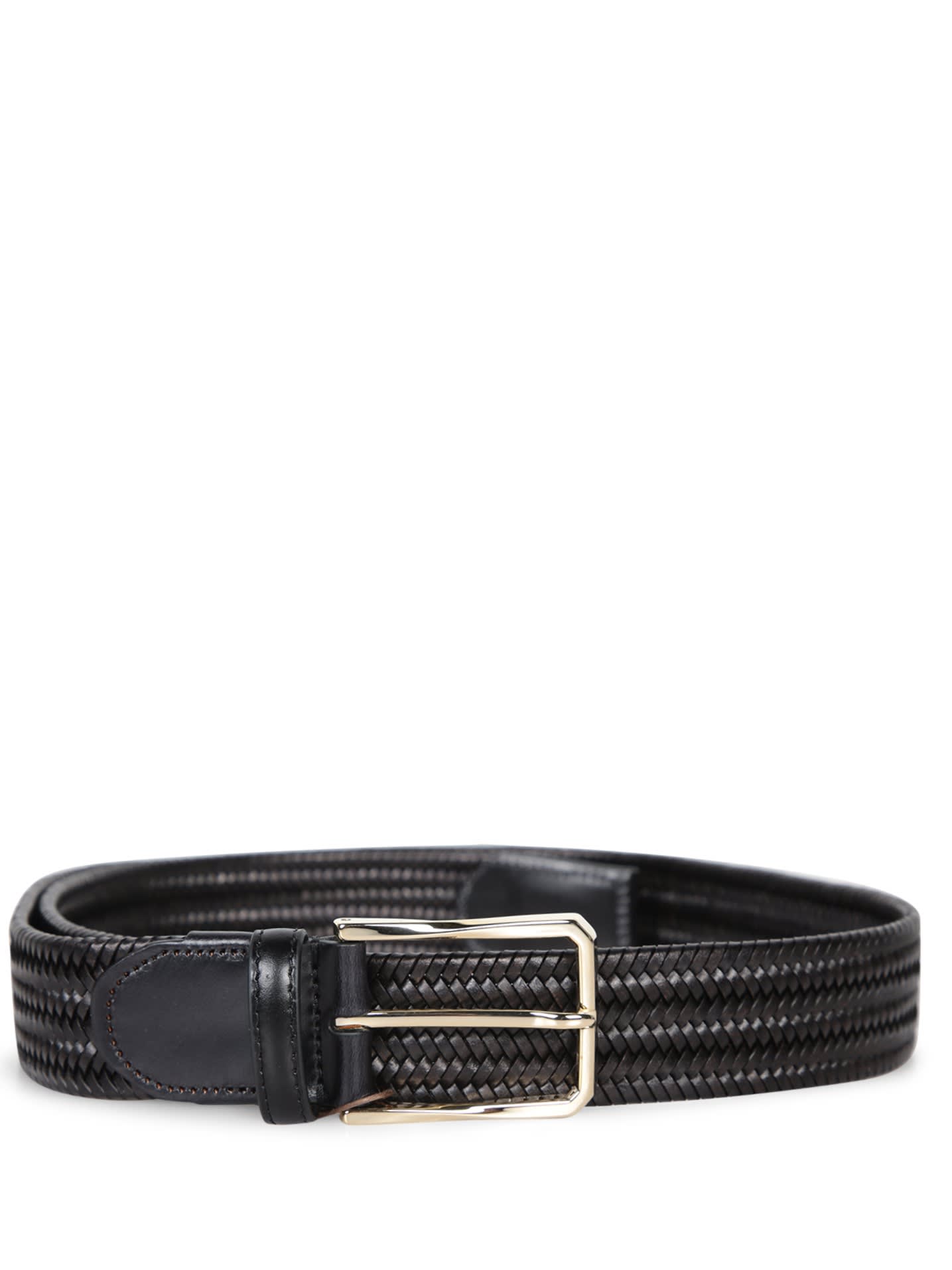 Black Woven Leather Belt