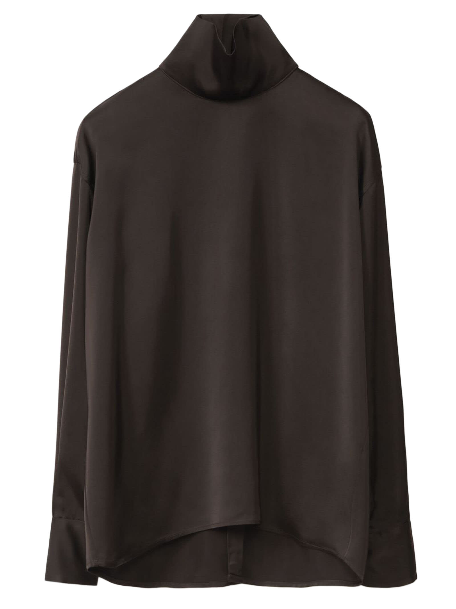 Shop Fabiana Filippi Brown Viscose Satin Shirt