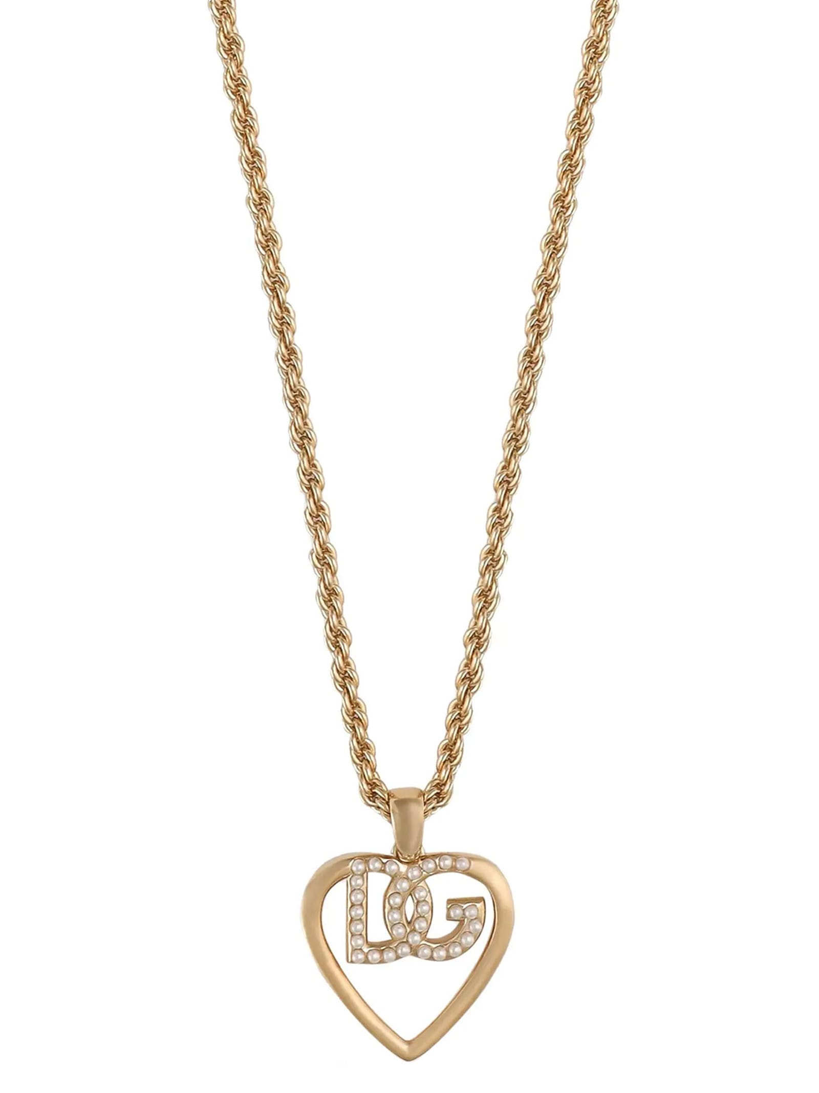 Shop Dolce & Gabbana Logo Charm Necklace In Gold