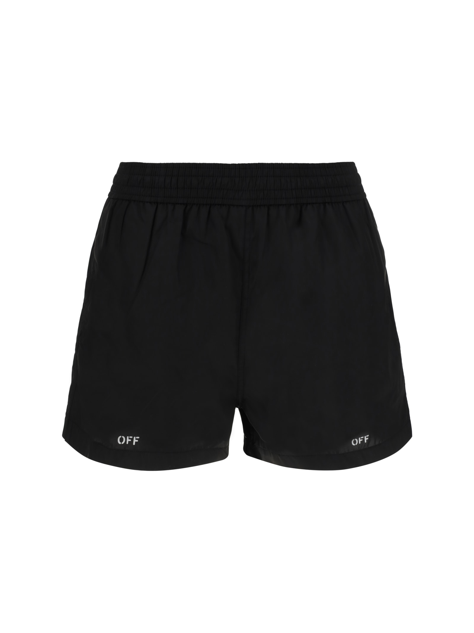 Shop Off-white Swimshorts In Black White