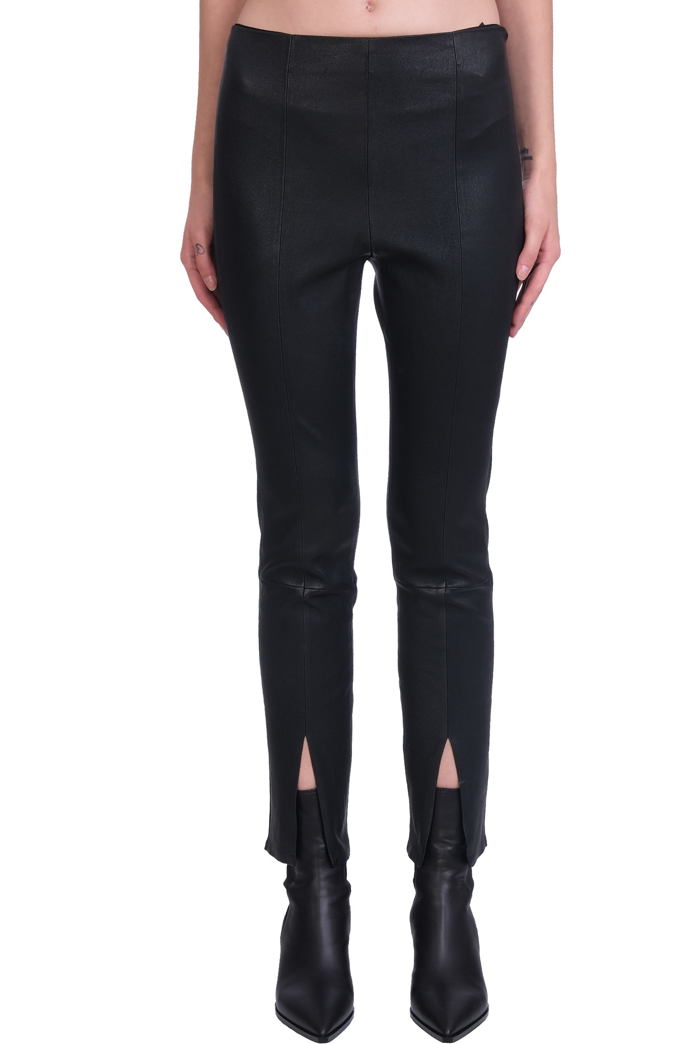 Theory Pants In Black Leather