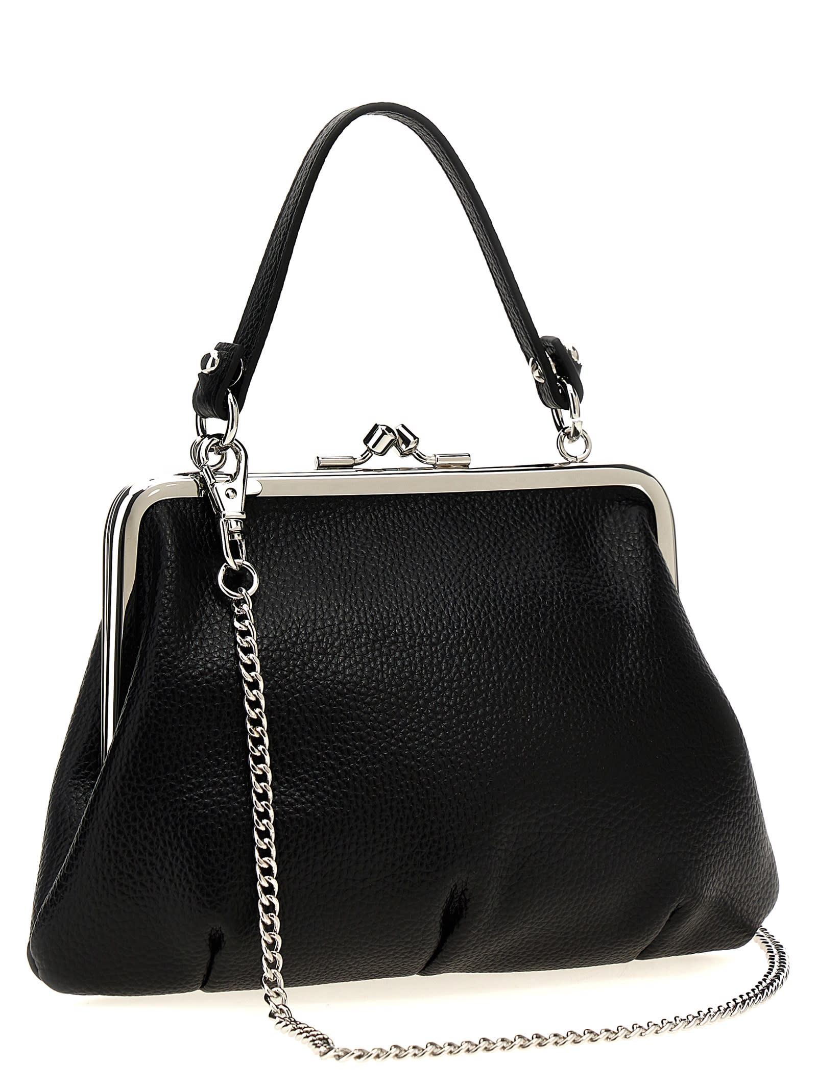 Vivienne Westwood Granny Frame Faux Leather Top Handle Bag In Black
