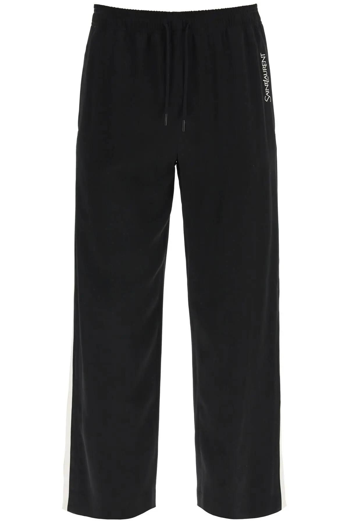 Shop Saint Laurent Crêpe Satin Jogger Pants In Black