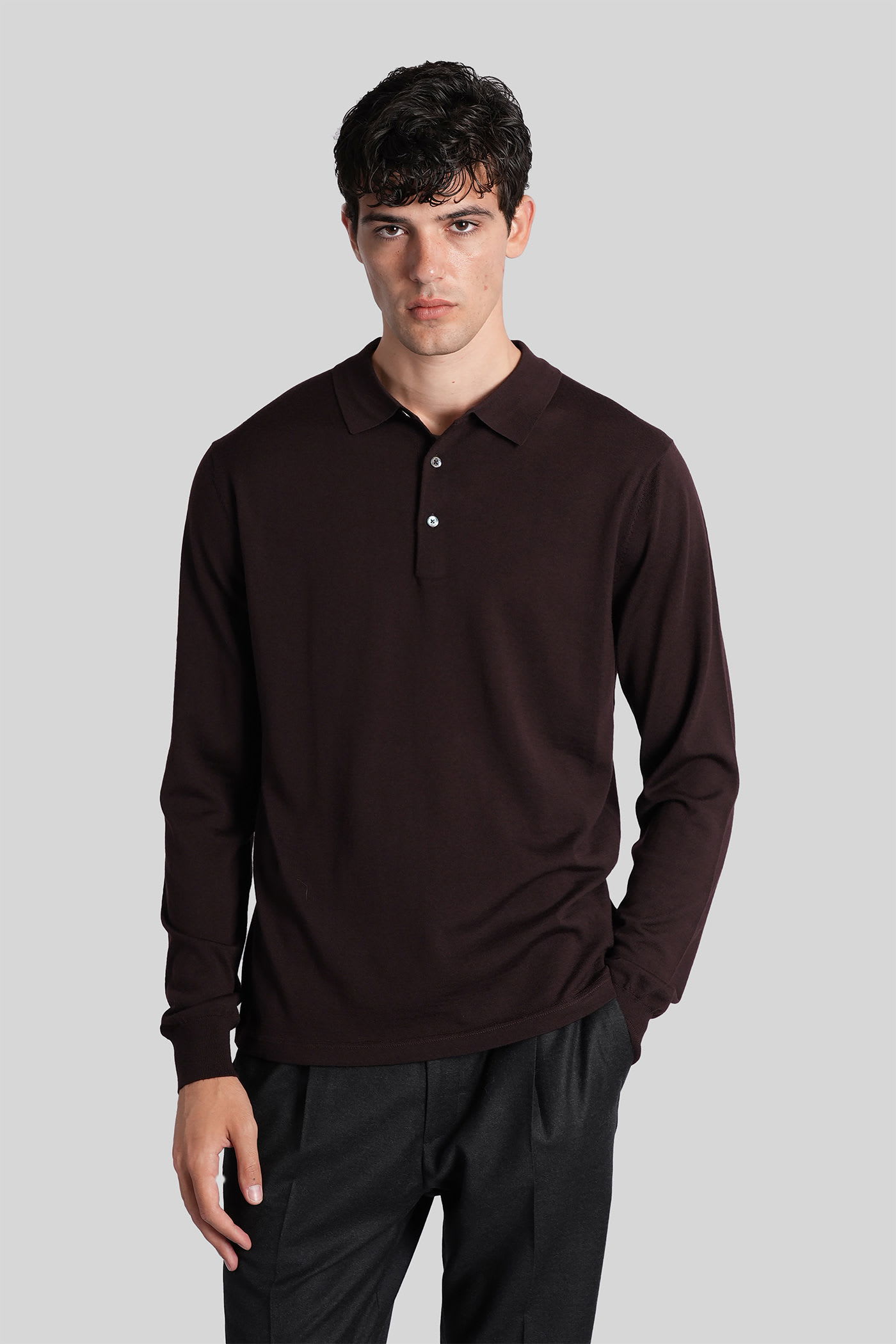 Aspesi M197 Polo In Brown Wool In Brown