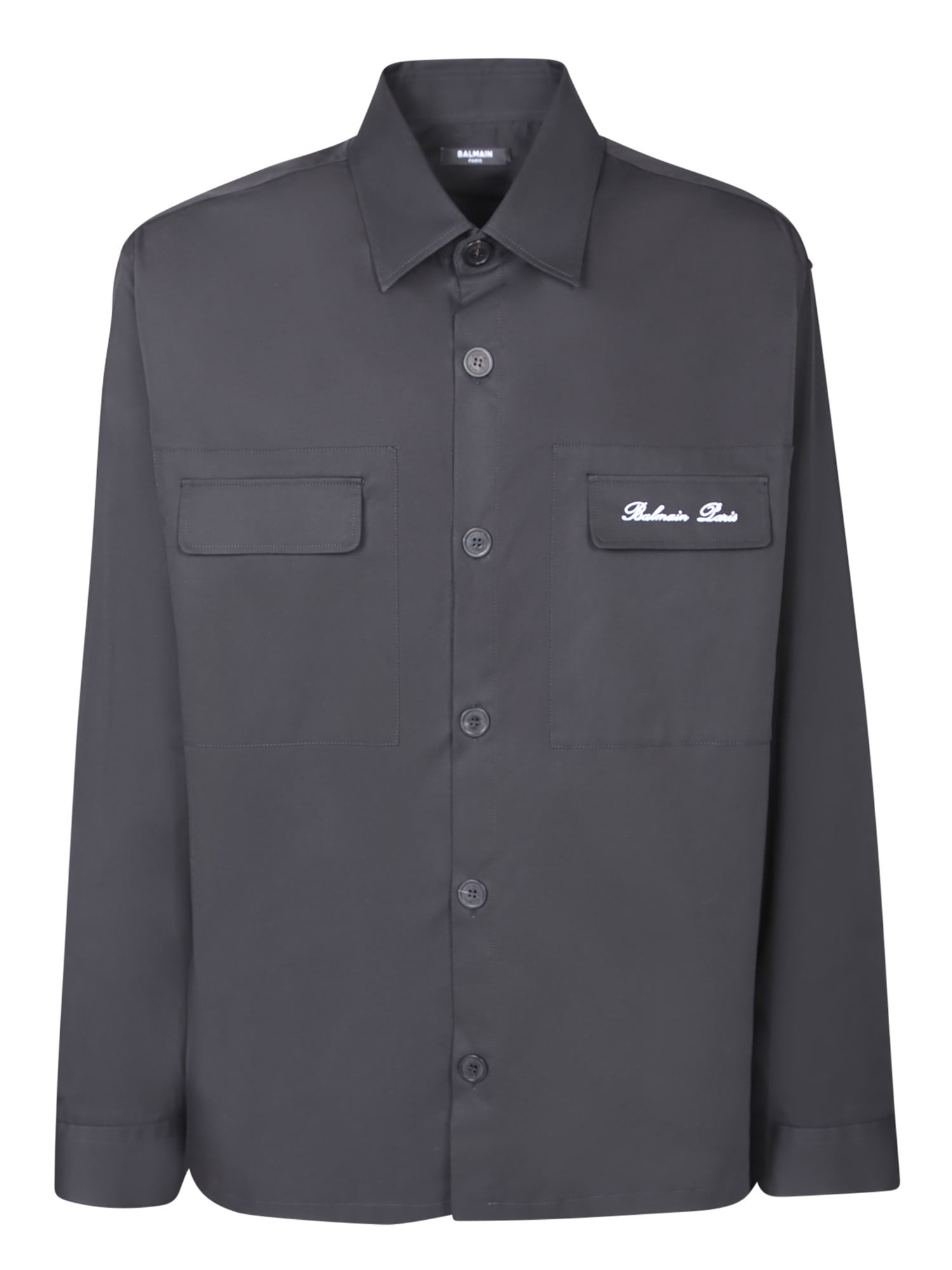 Shop Balmain Black Cotton Overshirt