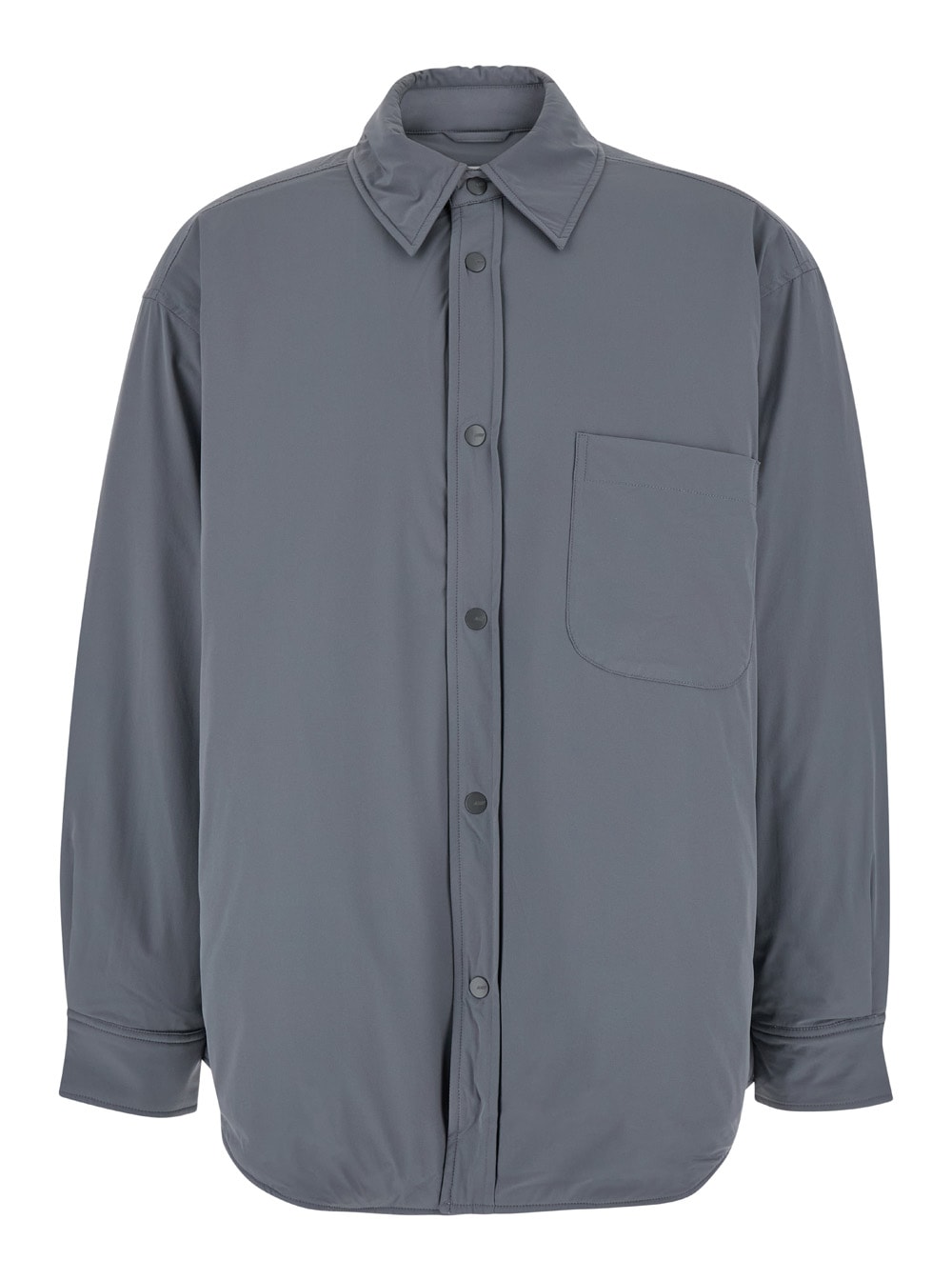 Shop Autry Grey Jacket With Patch Pocket In Padded Fabric Man