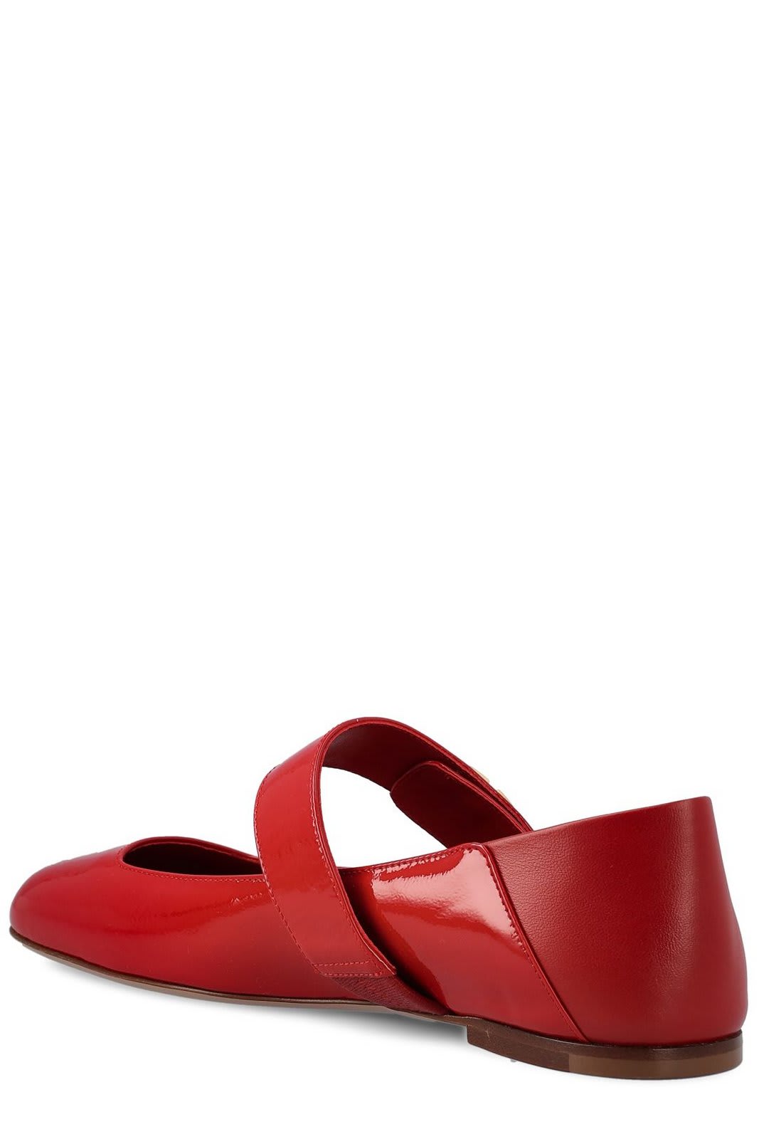 Shop Valentino Vlogo Locker Mary-jane Square Toe Ballerina Shoes In Rosso