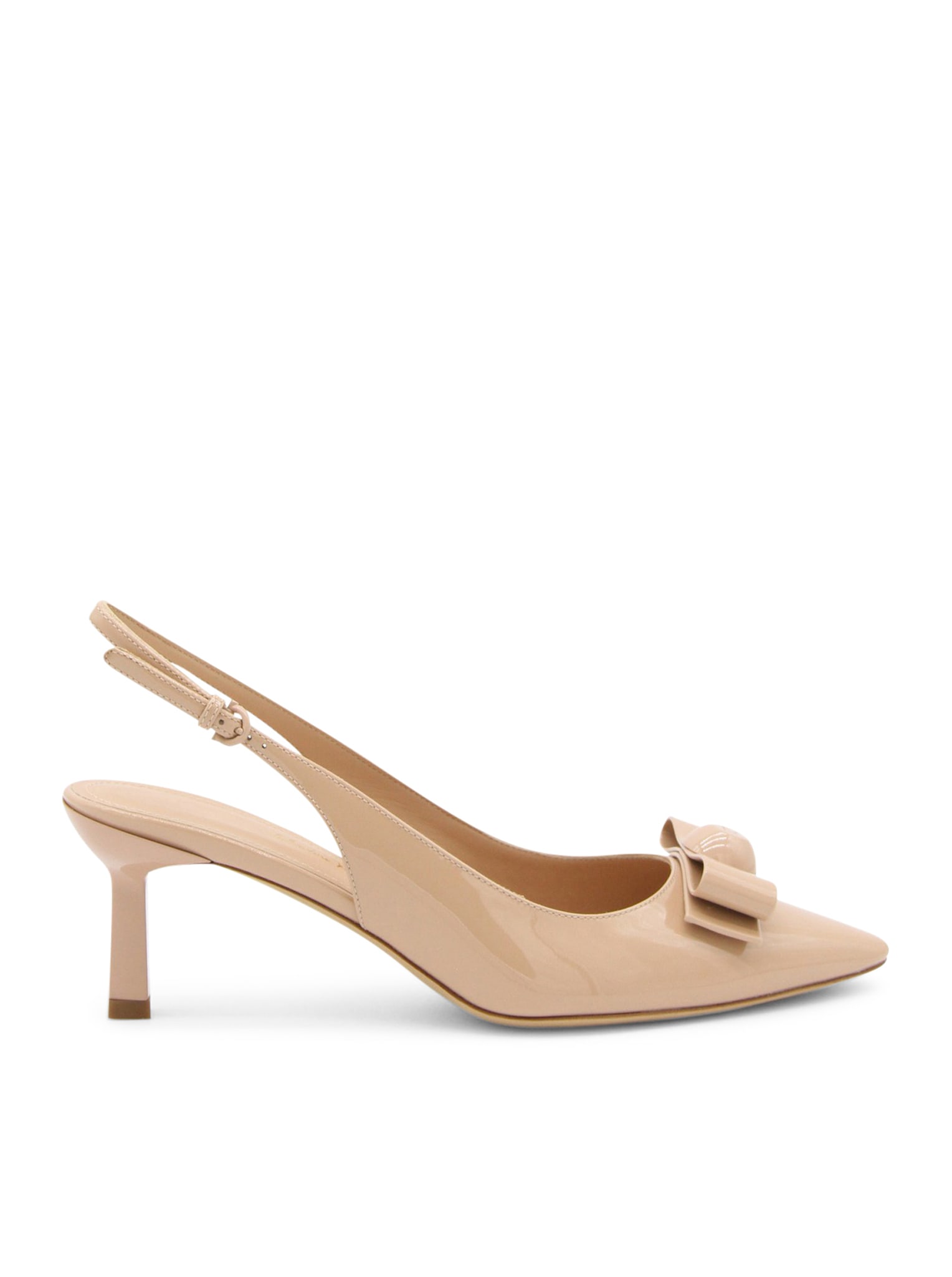 Ferragamo Karine 55 Patent Leather Slingback Pumps In Amaretti