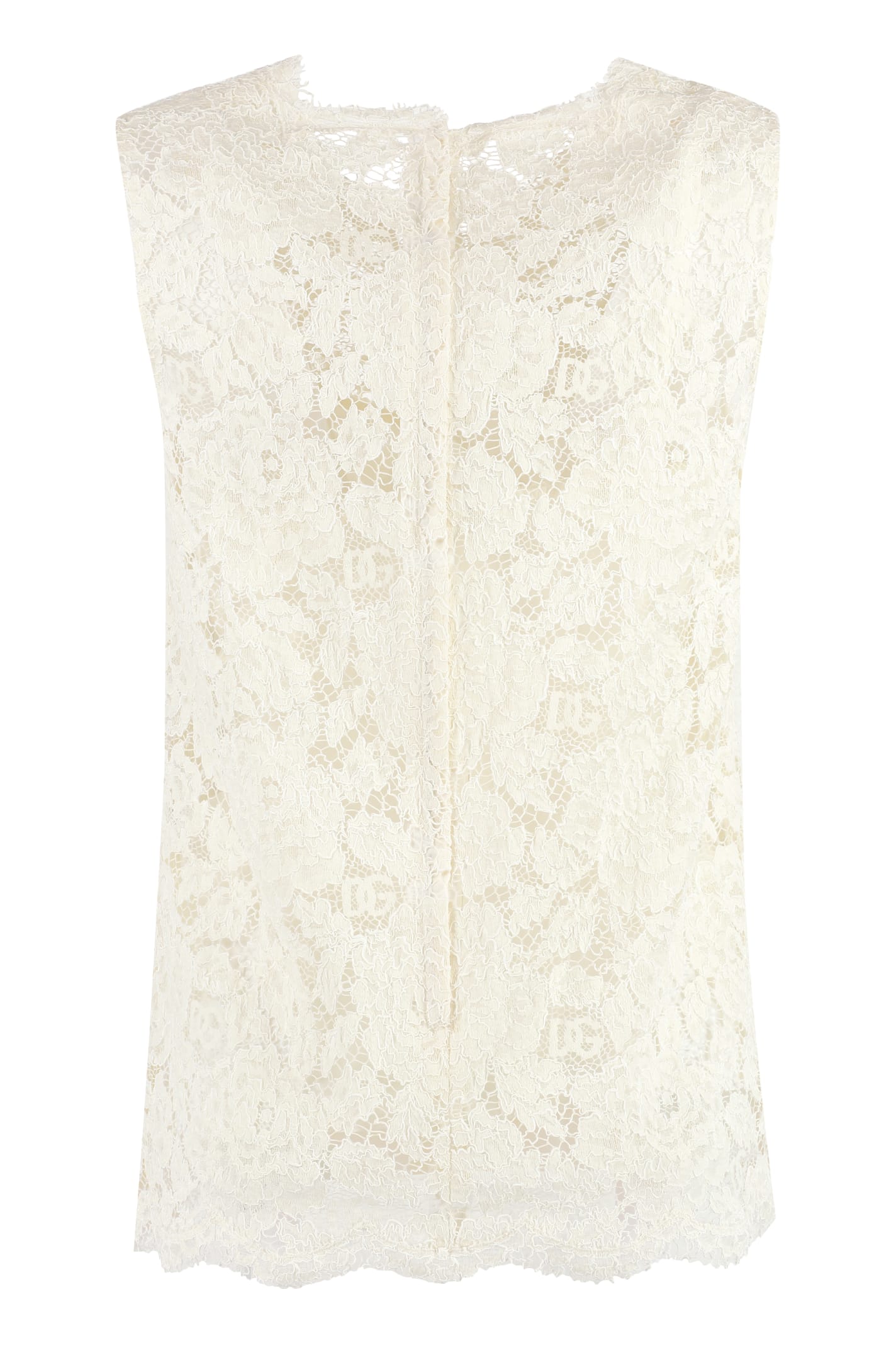 Shop Dolce & Gabbana Lace Top In Bianco