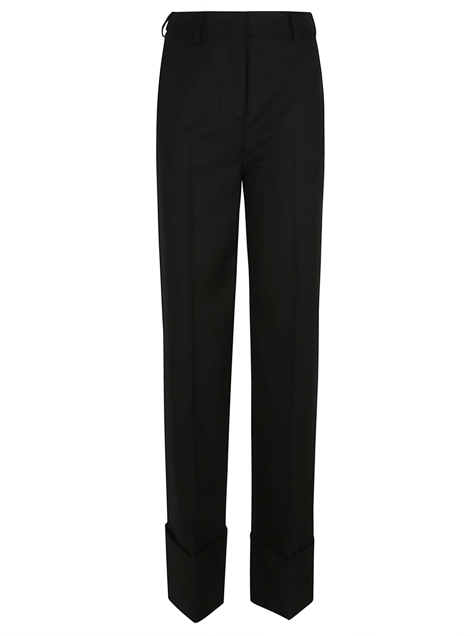Shop Valentino Pantalone Solid Lana Vergine In No Nero