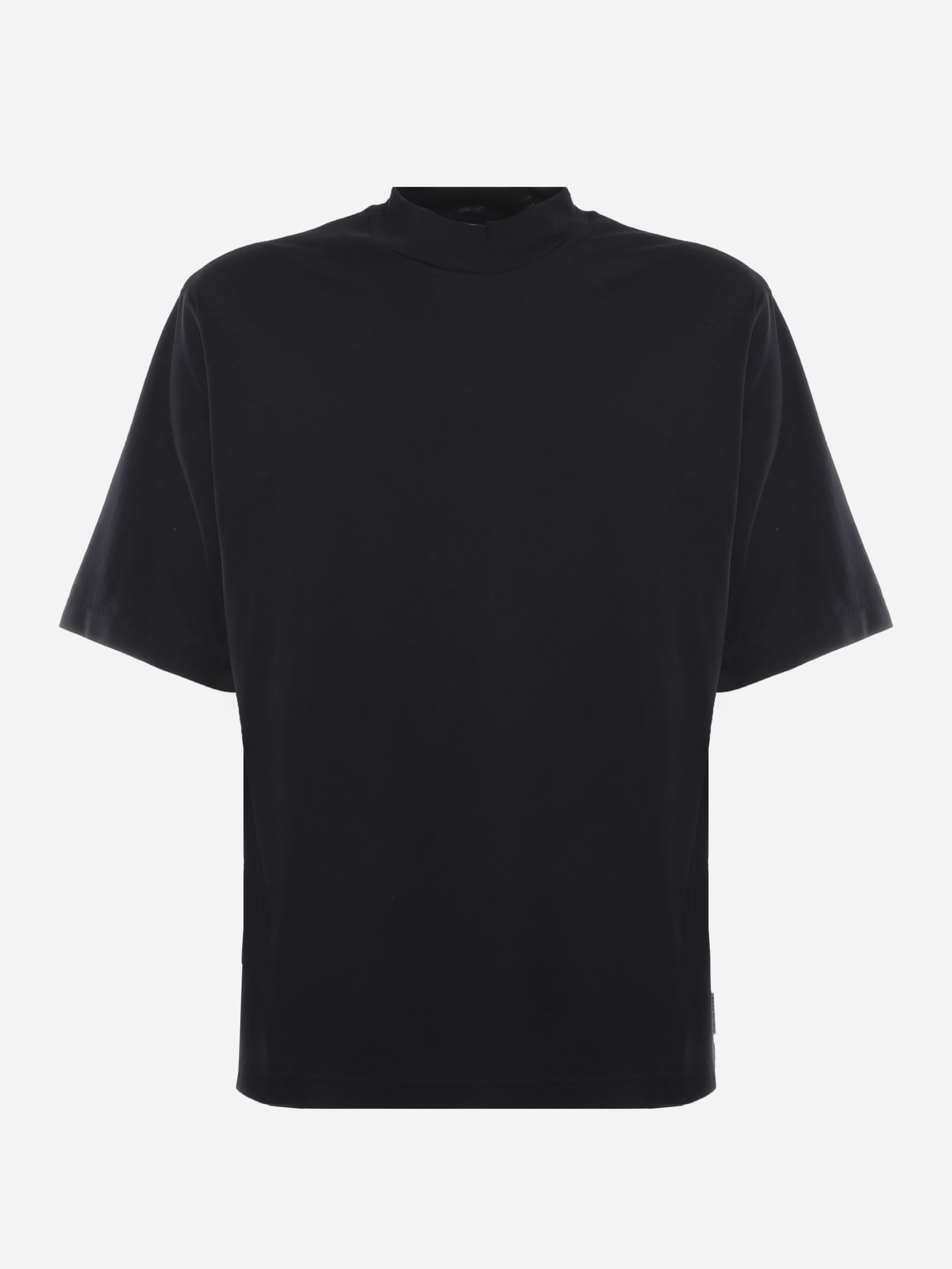 Acne Studios Black Cotton T-shirt With High Collar