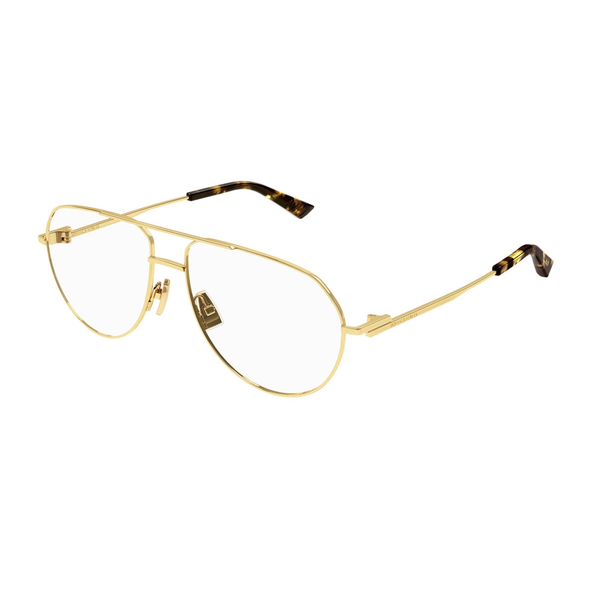 Shop Bottega Veneta Bv1302o Linea Minimalist 01 Gold Transparent Glasses In Oro