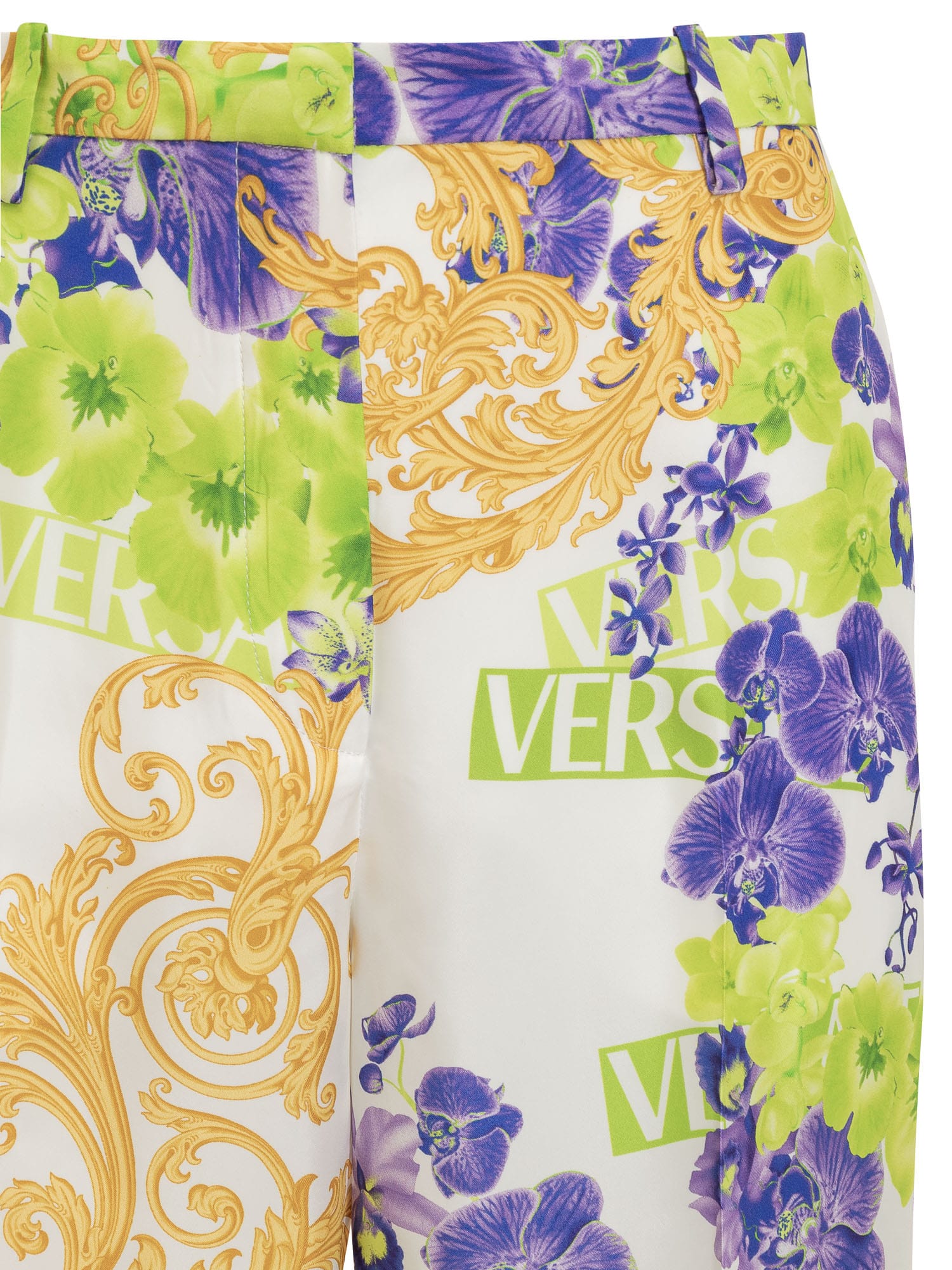 Shop Versace Baroque Pants In Green